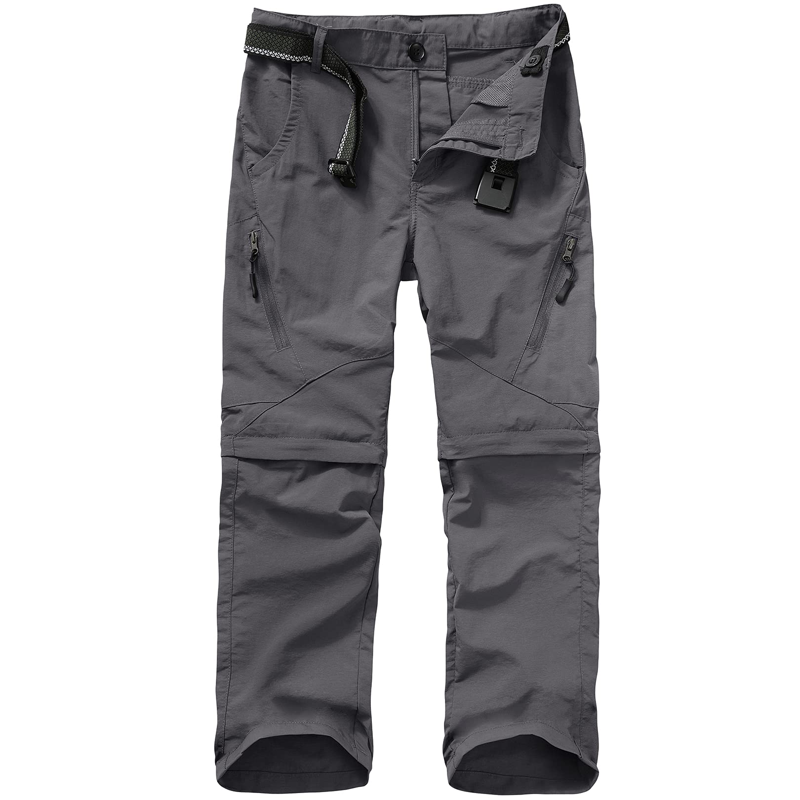 Asfixiado Boys Cargo Pants, Kids' Casual Outdoor Quick Dry Waterproof  Hiking Climbing Convertible Trousers 9035 #Grey
