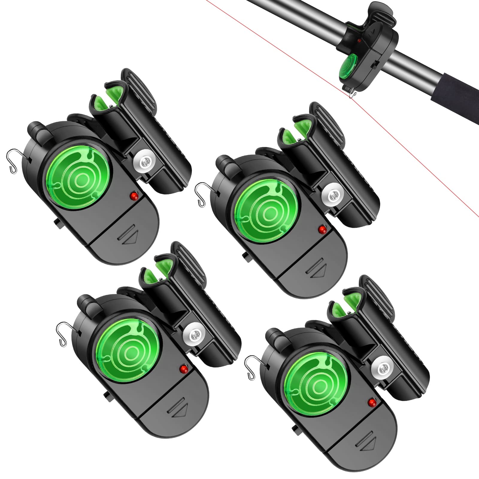 TSV 4 Pack Fishing Bite Alarm, Sensitive Electronic Fishing Alarms  Indicator, Sound Bite Alert Bell with