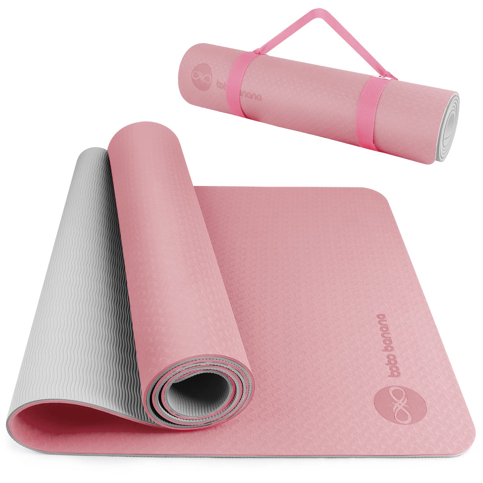 Thick Yoga and Pilates Exercise Mat with Carrying Strap Pink, 1 unit -  Baker's