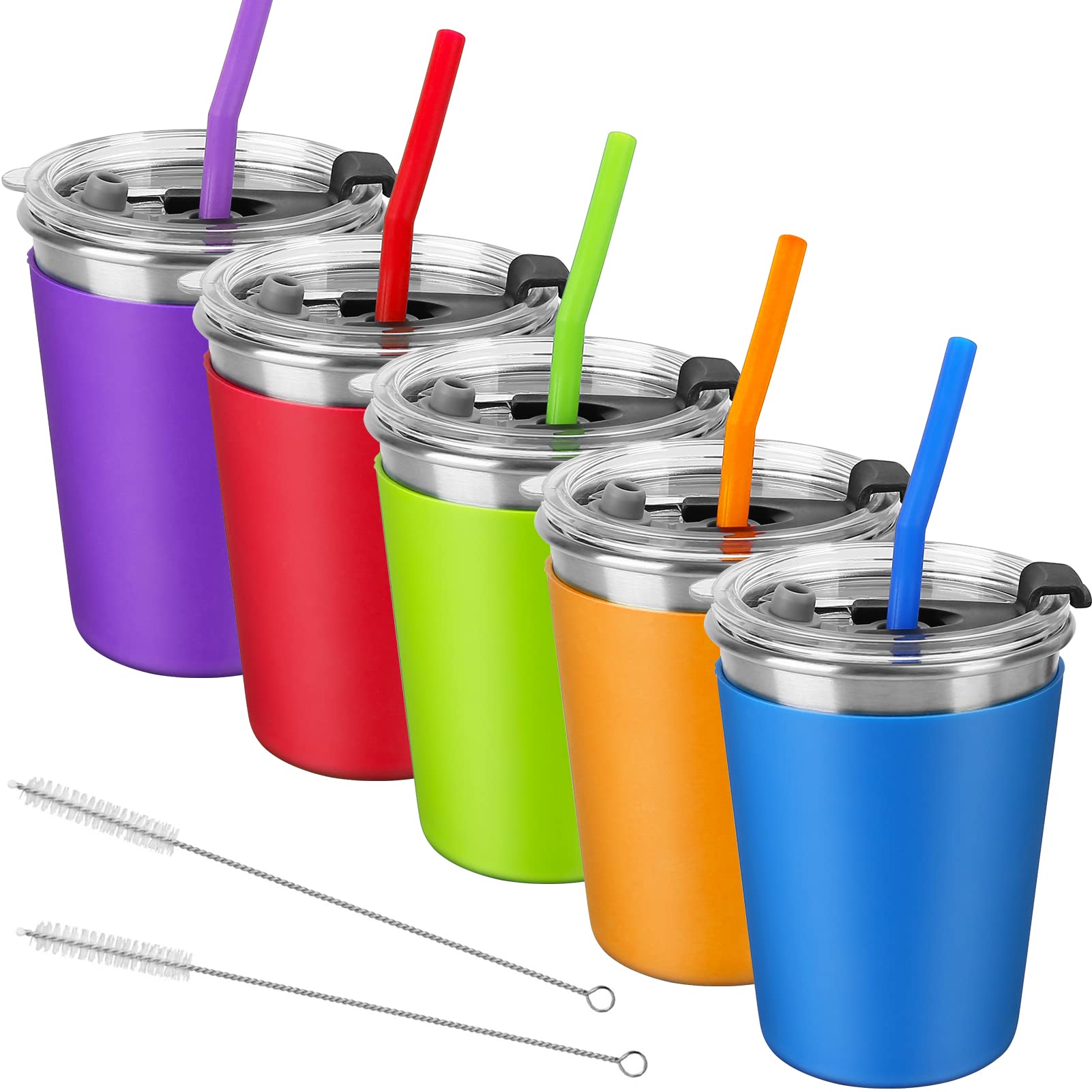 Kids Cups with Lids and Straws 12oz Spill Proof Drinking Cups