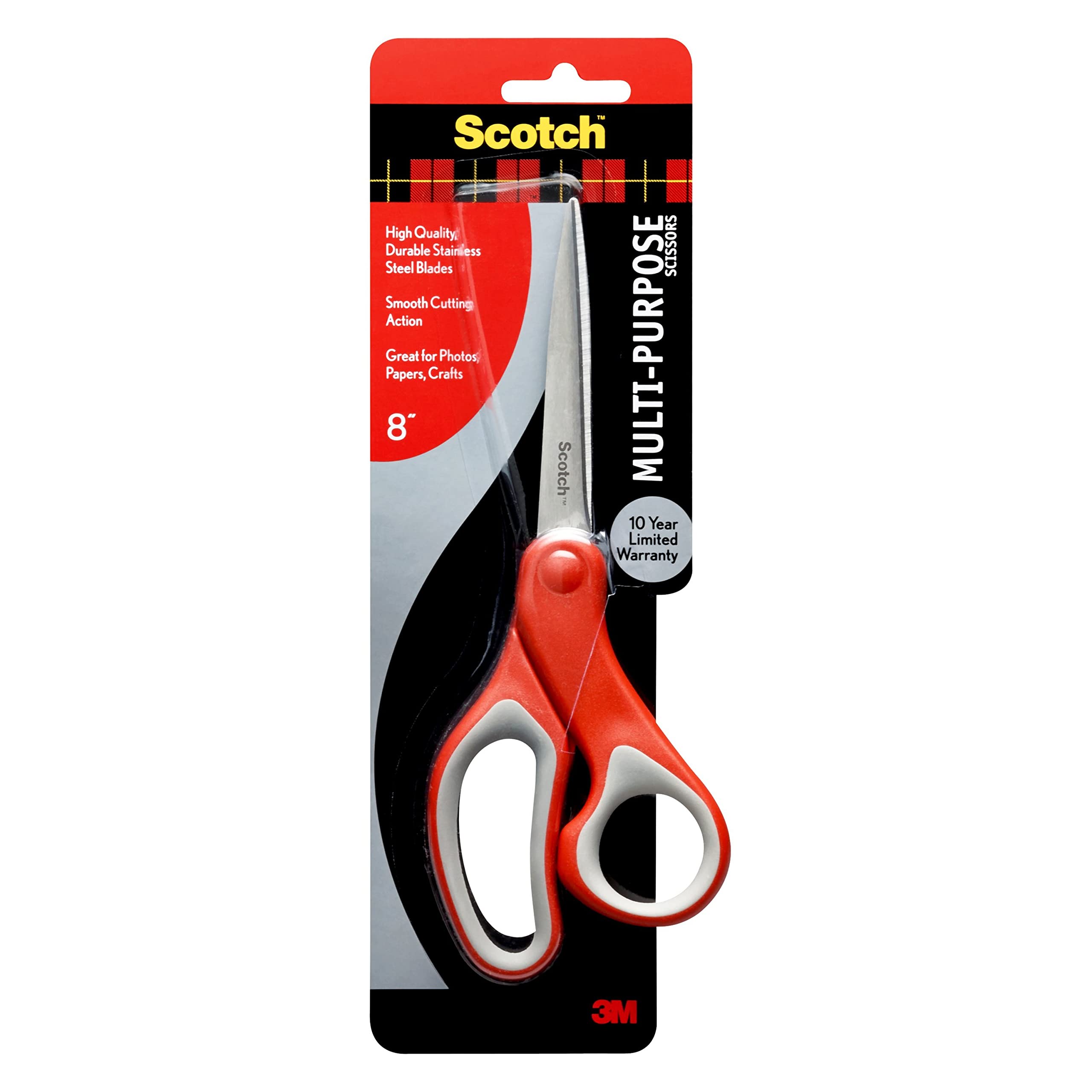 3M Scotch Precision Scissor 8 inch Smooth Cut Fabric Paper Gray