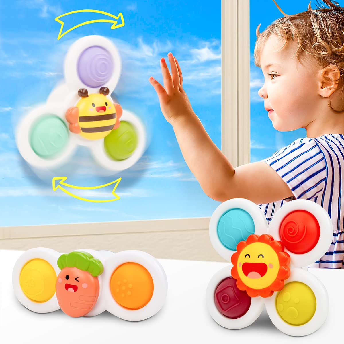  Suction Cup Fidget Spinner Toys, Spinning Dimple Figit Toy,  Suction Rotating Spinner Bath Toy for Boys & Girls, Cool Sensory Toys for  Toddlers : Toys & Games