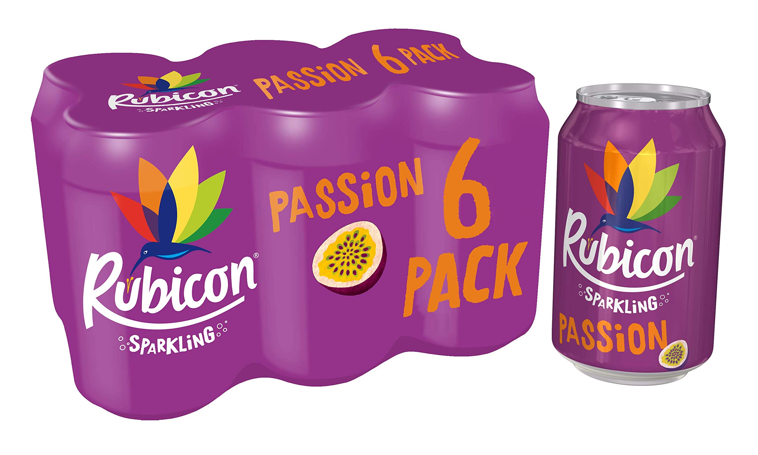 Rubicon Sparkling Passion Flavoured Fizzy Drink With Real Fruit Juice Handpicked Fruits For A 