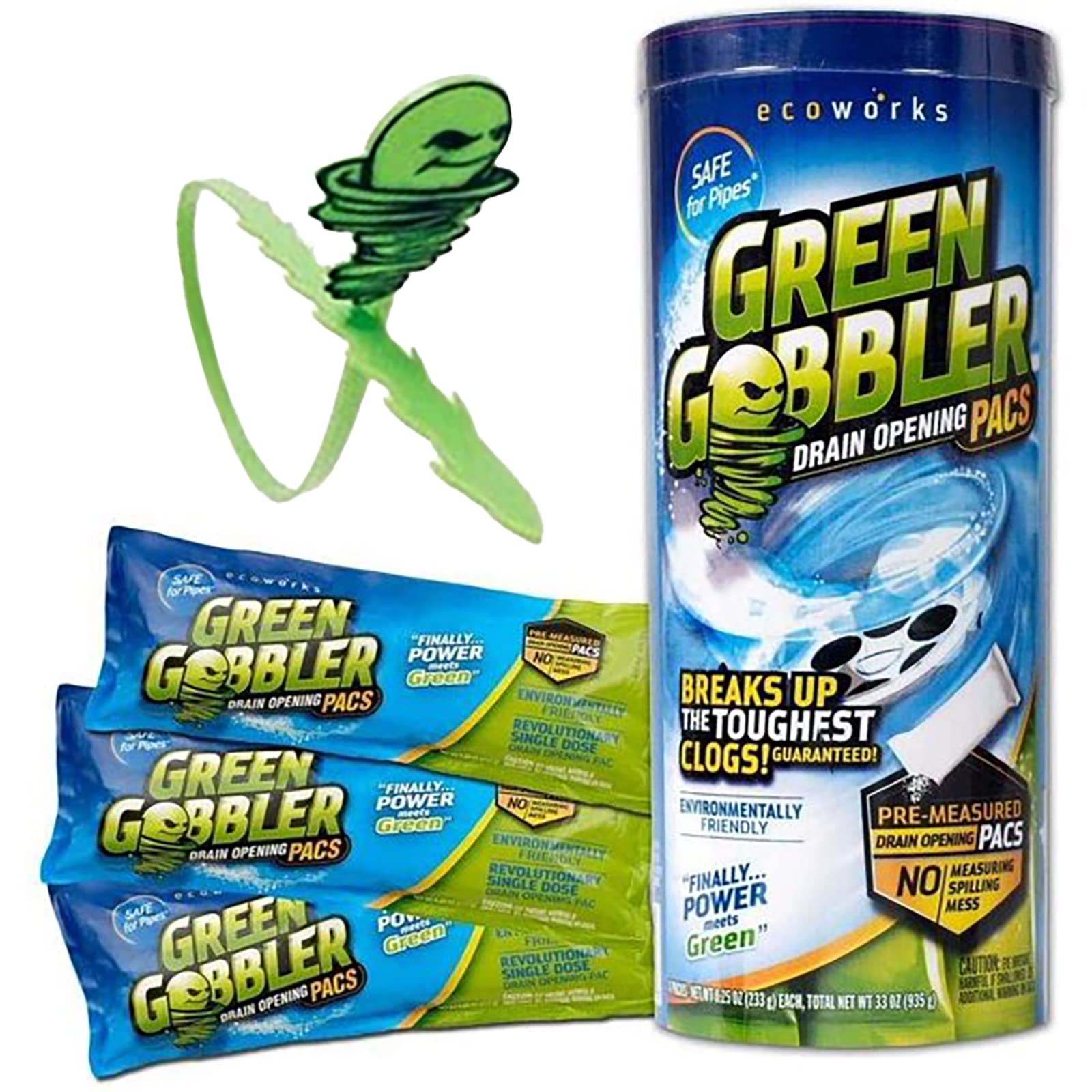 Green Gobbler DRAIN OPENER PACS, Hair Clog Remover