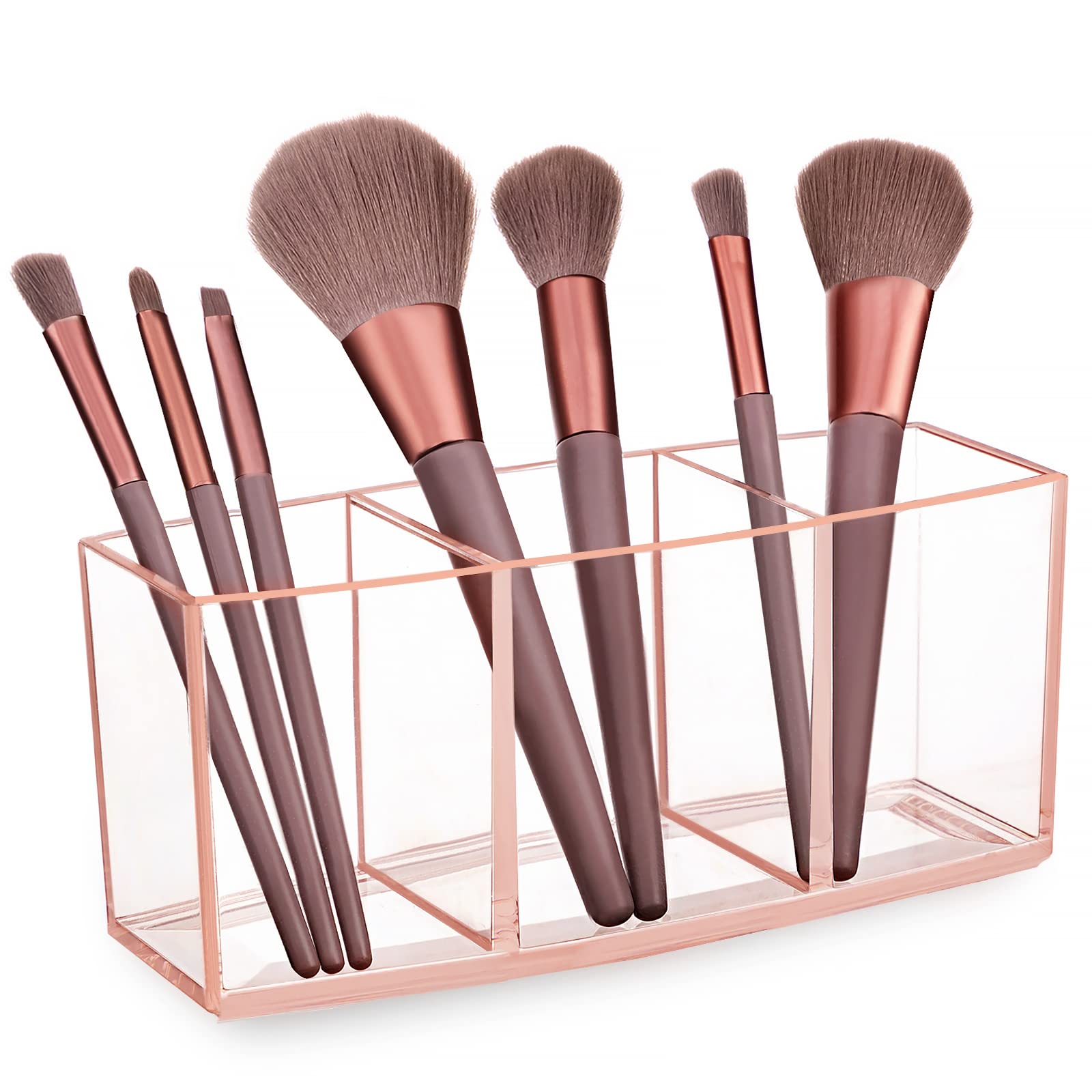 Makeup Brush Holder, 3 Slots Clear Acrylic Cosmetic Makeup Organiser For  Makeup Brush Eyeliners Lipstick Crystal Storage Box