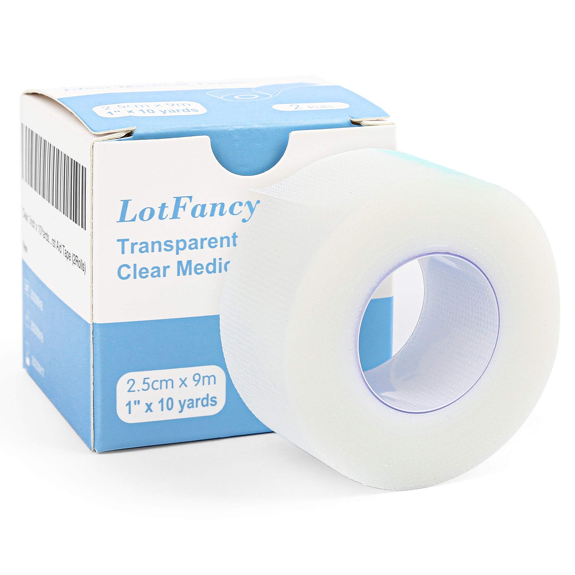 LotFancy Medical Silicone Tape, 2Rolls 1”×5.5 Yds, Waterproof Adhesive  Surgical Tape, Soft Skin Tape for Surgery First Aid, Wound, Bandage and