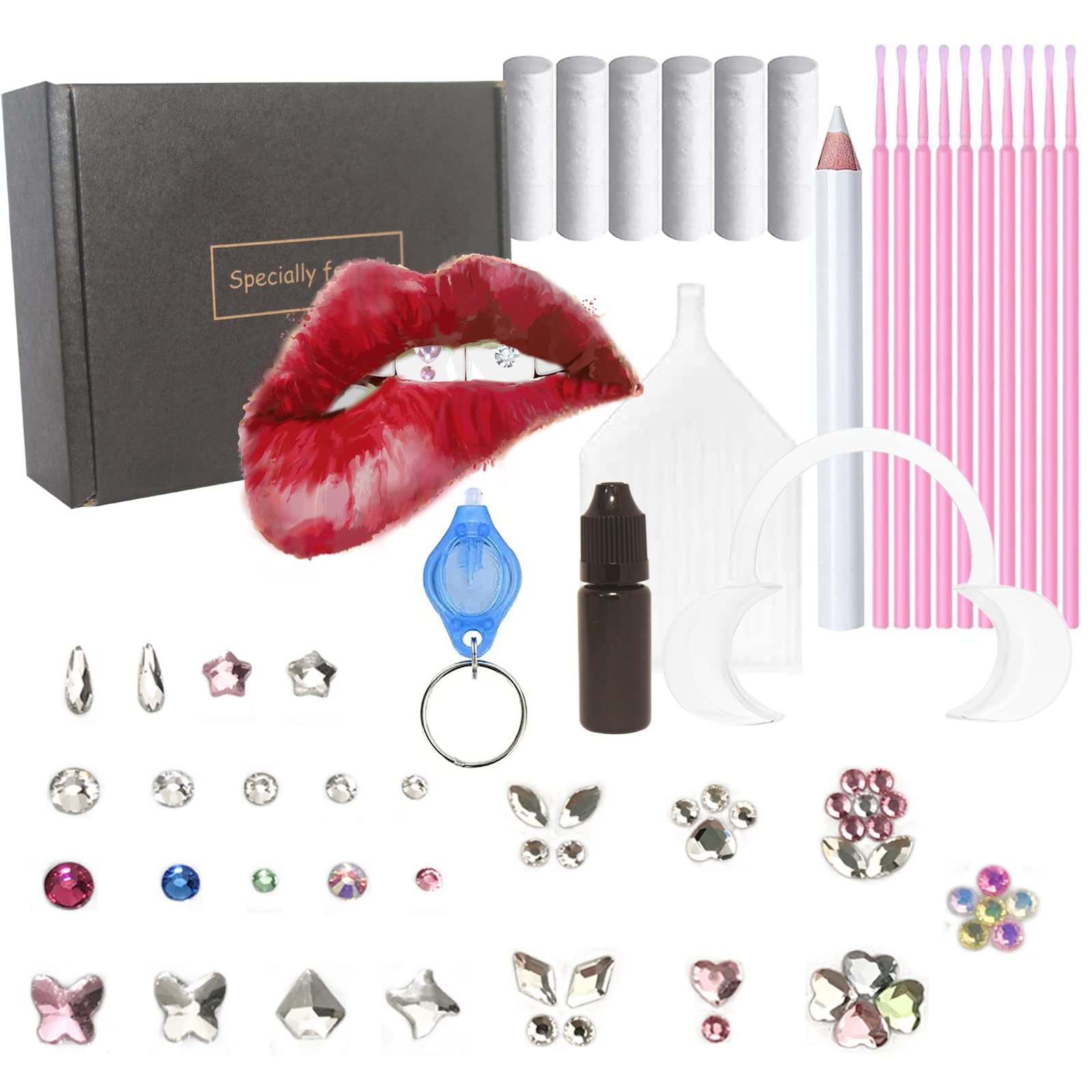Tooth Gem Kit with Curing Light and Glue, Tooth Crystal Jewelry Starter Kit  with Glue and Crystals, Shining Smile Diy Fashionable Tooth Crystal Kit for  Starter 