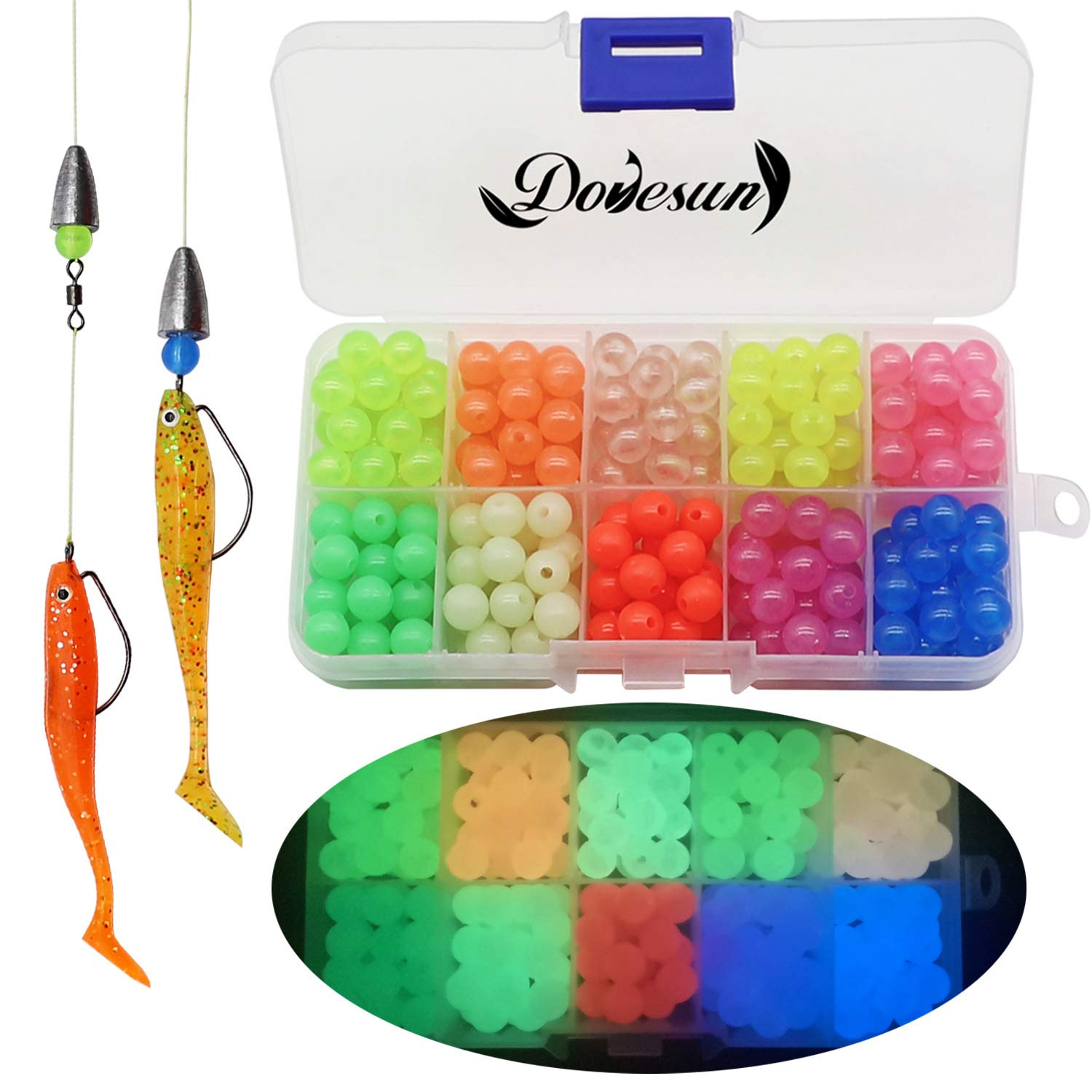 Dovesun Fishing Beads Assorted Beads Fishing Bait Eggs Glow in  Dark/Laser/Colorful/Four Types 0.2