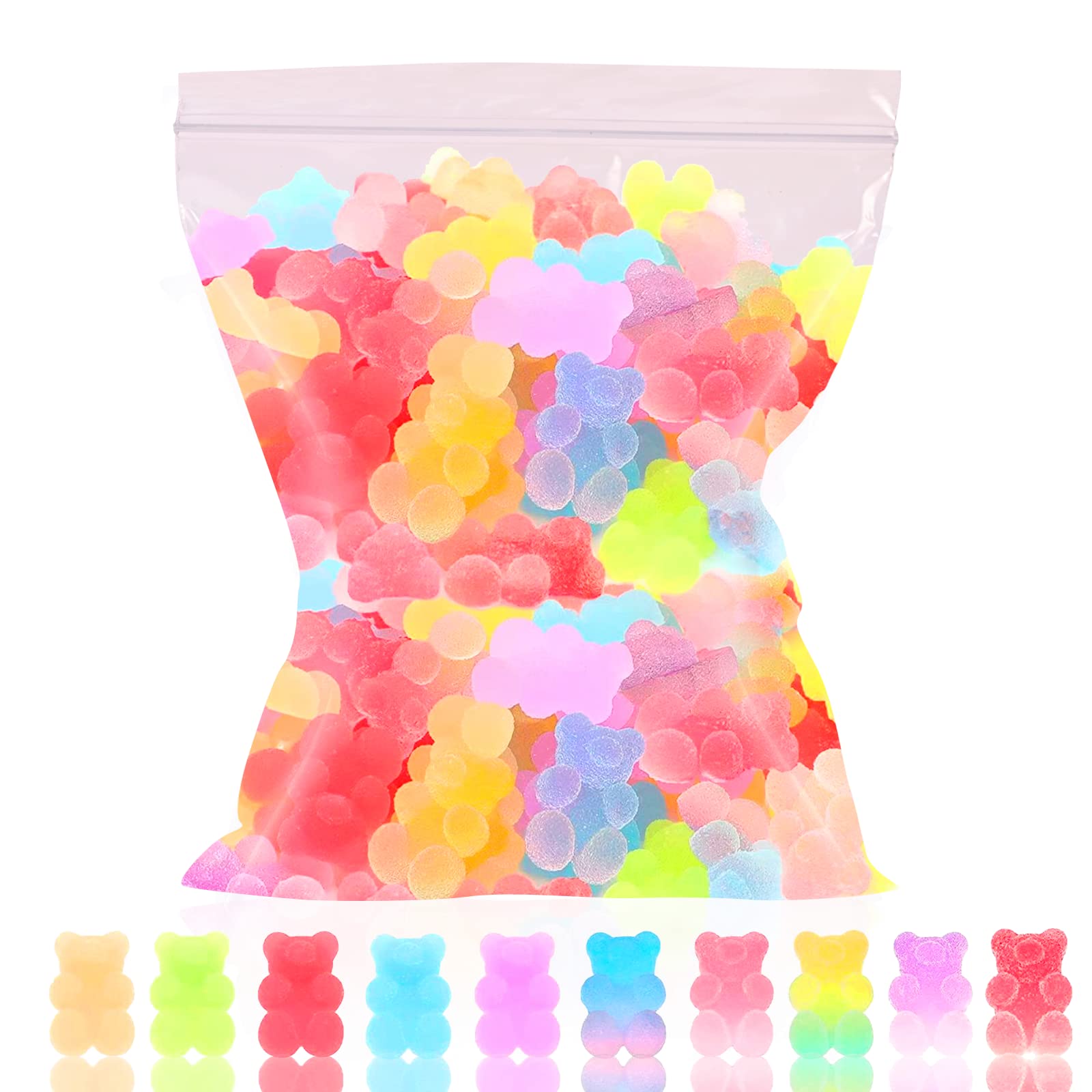 20pc 20mm 3D Gummy Bear Flatback Resin Candy Charms Colorful