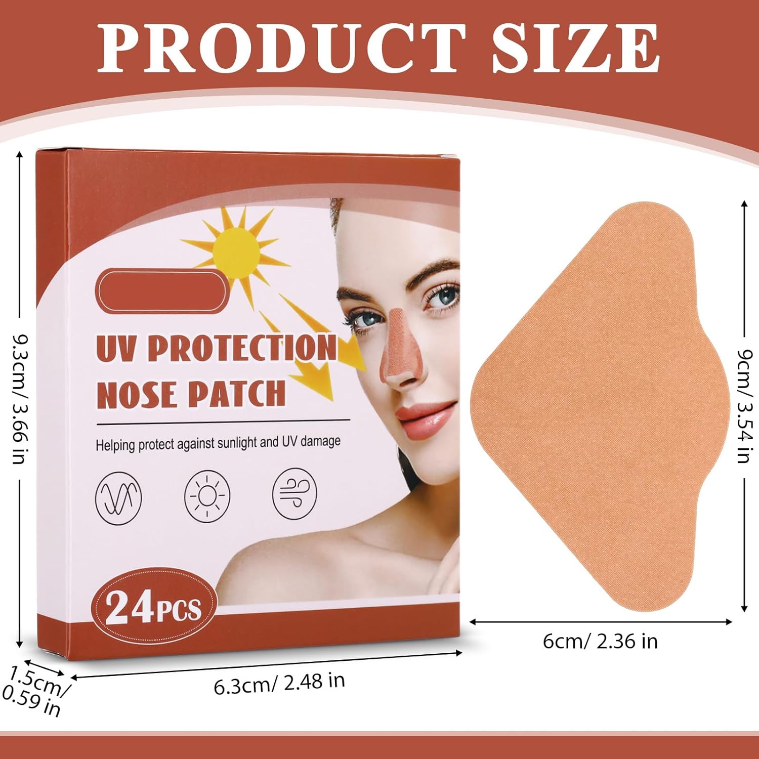24pcs Sun Protection Nose Patch Outdoor Uv Protection Nose Cover  Skin-friendly Sun Nose Sticker