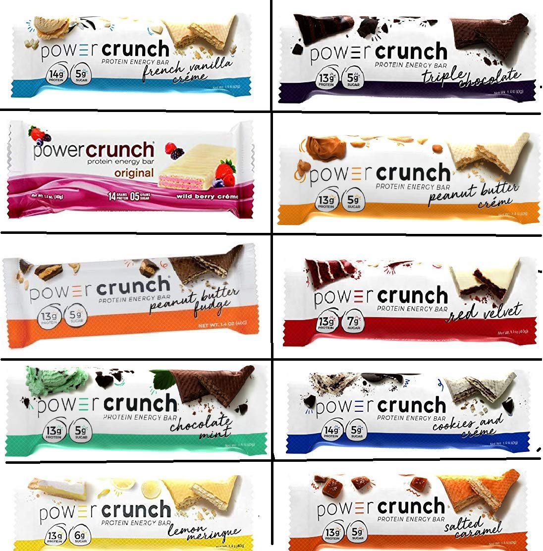 Power Crunch Protein Energy Bar Orignal, Variety Pack,  Bar (Pack  of 12)