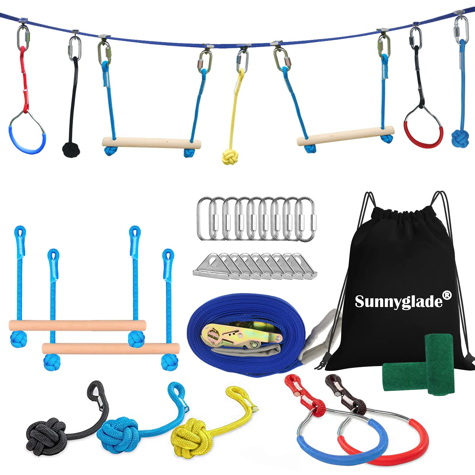 Sunnyglade 40FT Ninja Obstacle Course Kit for Kids - Complete ...