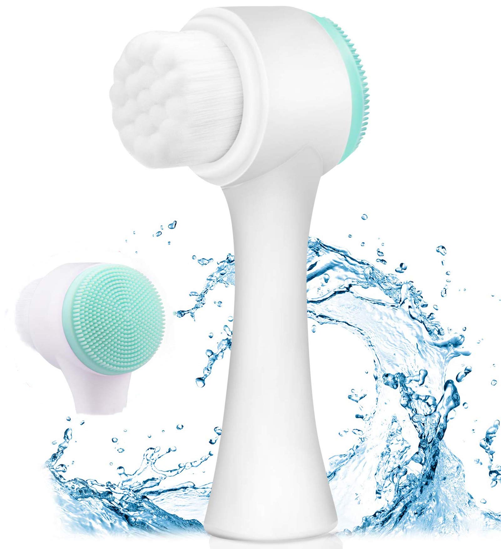 Facial Cleansing Brush, 2-in-1 Deep Cleansing Skin Keratin Silicone Manual  Super Soft Massage for Face Care