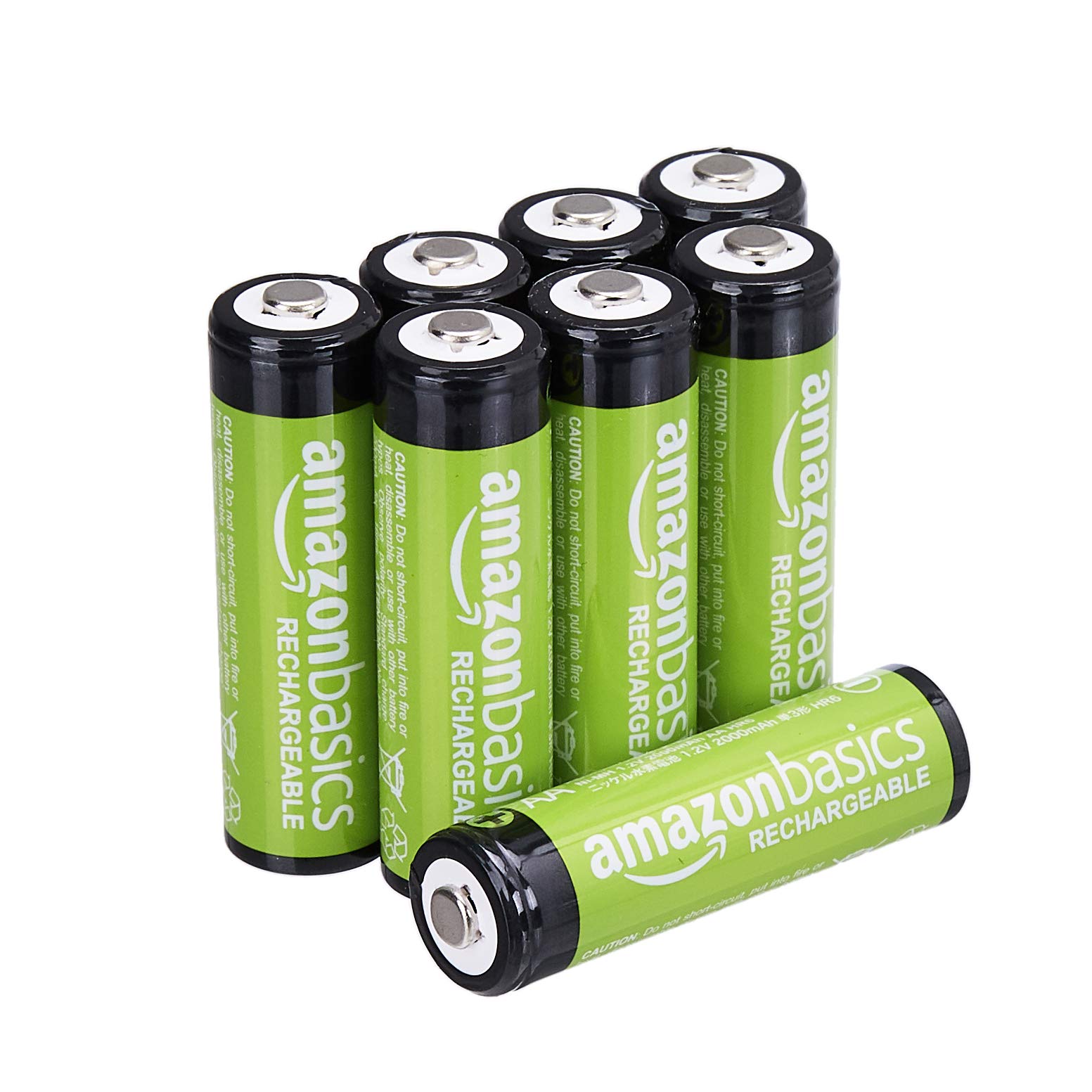 Basics 8-Pack Rechargeable AAA NiMH Performance Batteries, 800 mAh,  Recharge up to 1000x Times, Pre-Charged