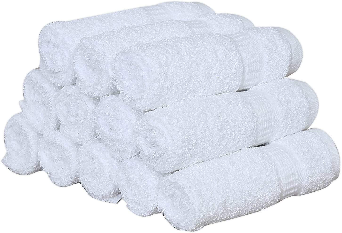 Superio White Washcloths 12 Pack Terry Cloth Rags 100% Cotton 12 Cleaning  Cloths, Kitchen Towels, Facial Washcloth, Spa Cloths, Hand Towel, Small