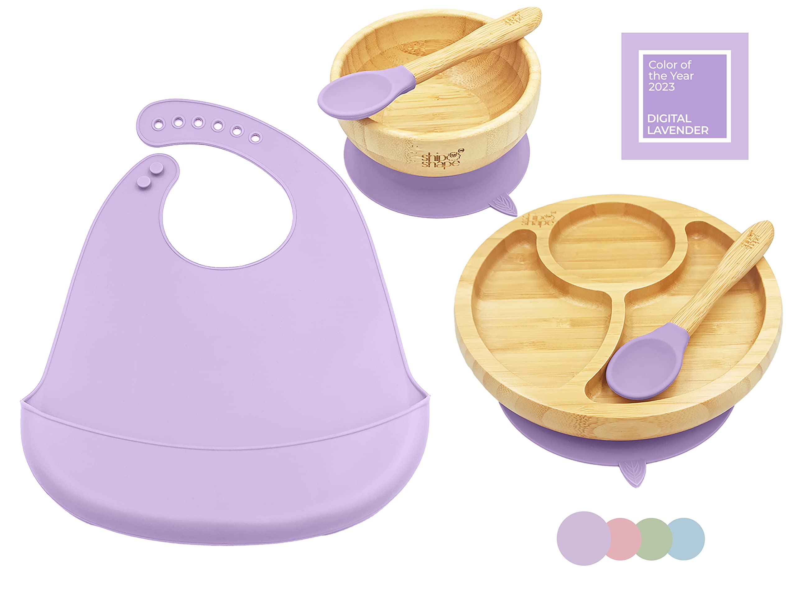 ShipShape Bamboo Baby Weaning Set, Suction Plates & Bowls