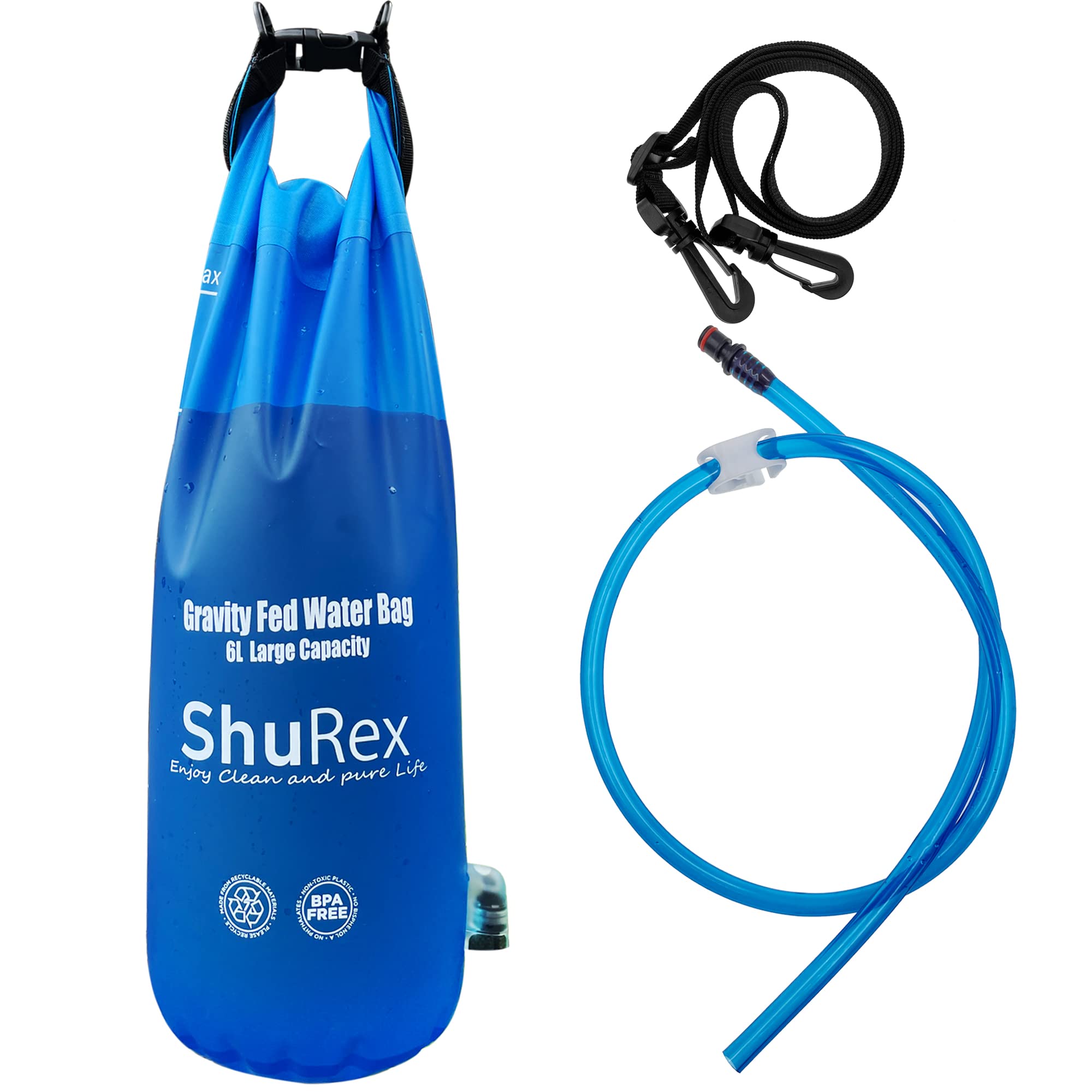 Survival Compatible Water Bag Foldable, (6L) Gravity and Straw, Water Sawyer Water Bladder Other Filter Filter LifeStraw Large BPA-Free 1.5 Gravity-Fed for Water Straw, with Shurex Gal