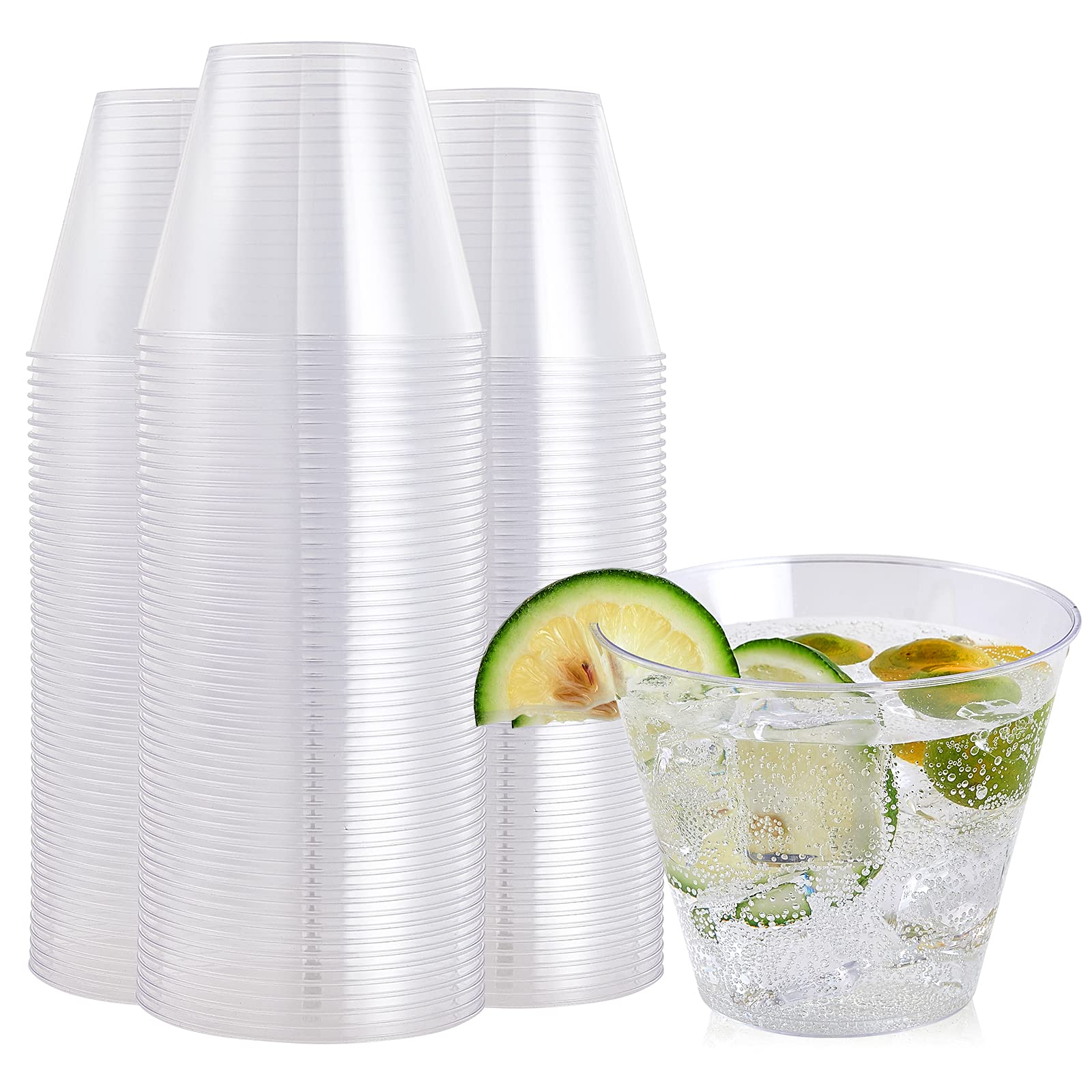 FOCUSLINE 100 Pack Clear Plastic Cups 10 oz Disposable Cups Heavy