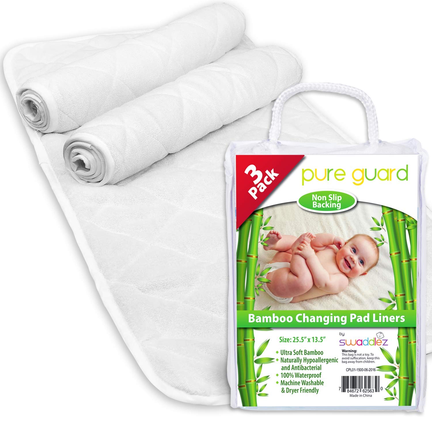 Waterproof Changing Pad Liners - 2 Pack, Diaper Changing Table Covers Keep  Baby Dry & Protect Bassinet from Leaks - Reusable, Washable, Portable