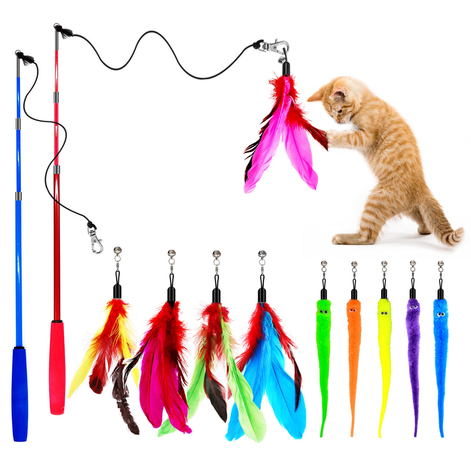 Cat feather wand outlet toy