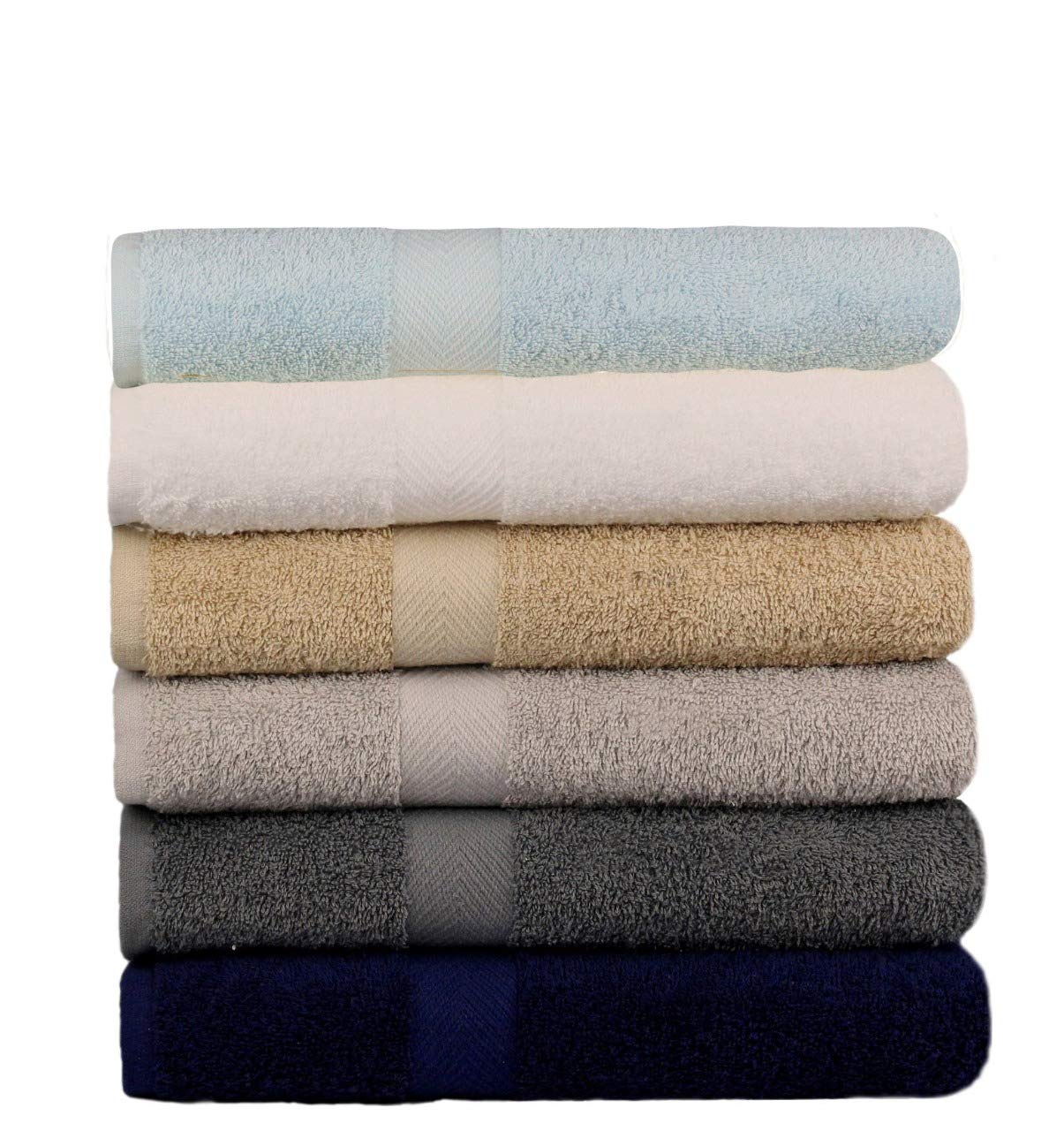 Best Towel KAHAF Collection 6-Pack Bath Towels - Lightweight - Extra Absorbent - 100% Cotton - Shower Towels (Multi, 27 inchesx54 inches)