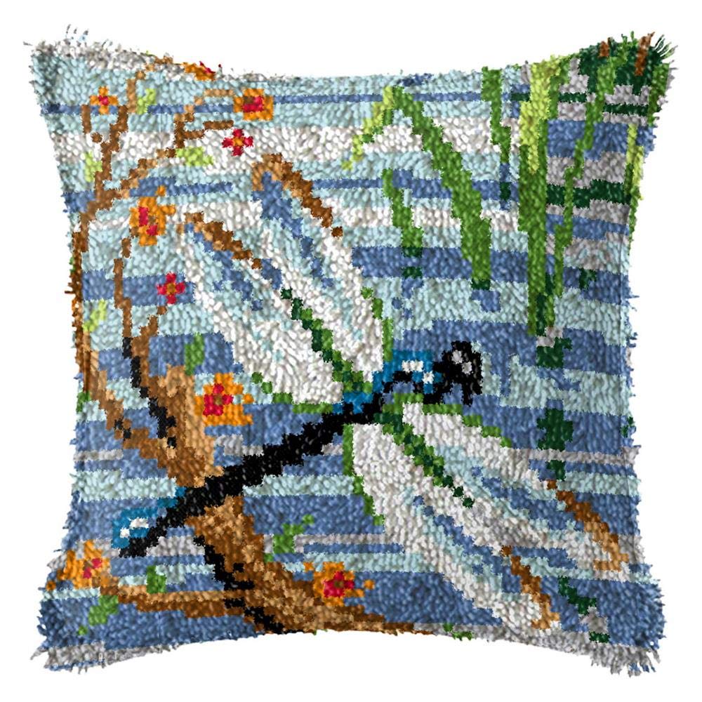 GREBSTK Latch Hook Kit DIY Throw Pillow Cover Sofa Cushion Cover Sun &  Rainbow Pattern Paint Cross Stitch 16X16 inch