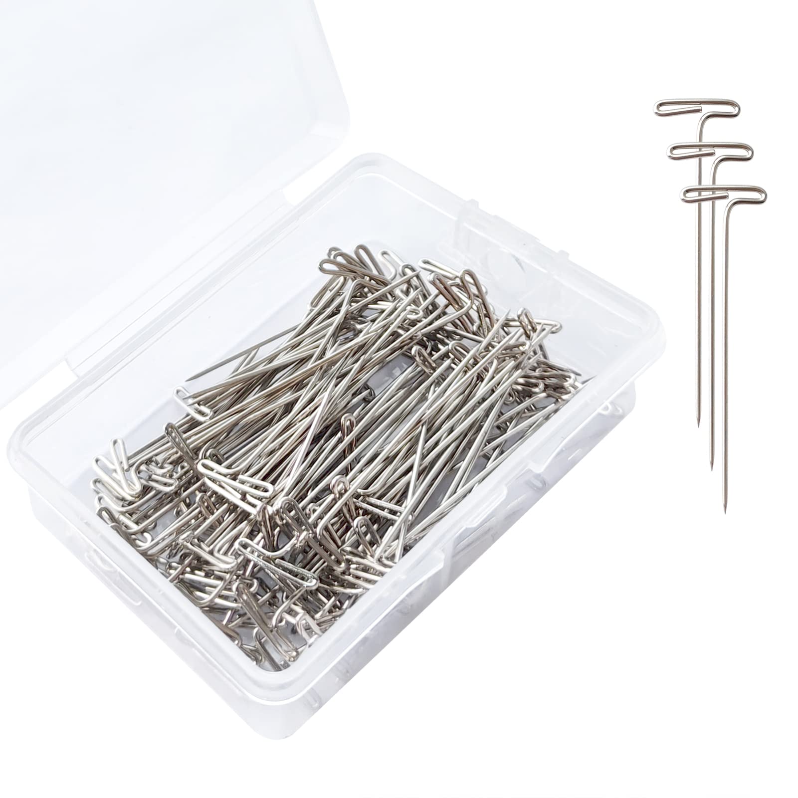 100 Pack Wig T-Pins 2 Inch Stainless Steel Wig Pins for Wigs Foam Head T  Pins for Sewing Wig T Pins Blocking Pins T Pins for Office Wall with  Plastic Box