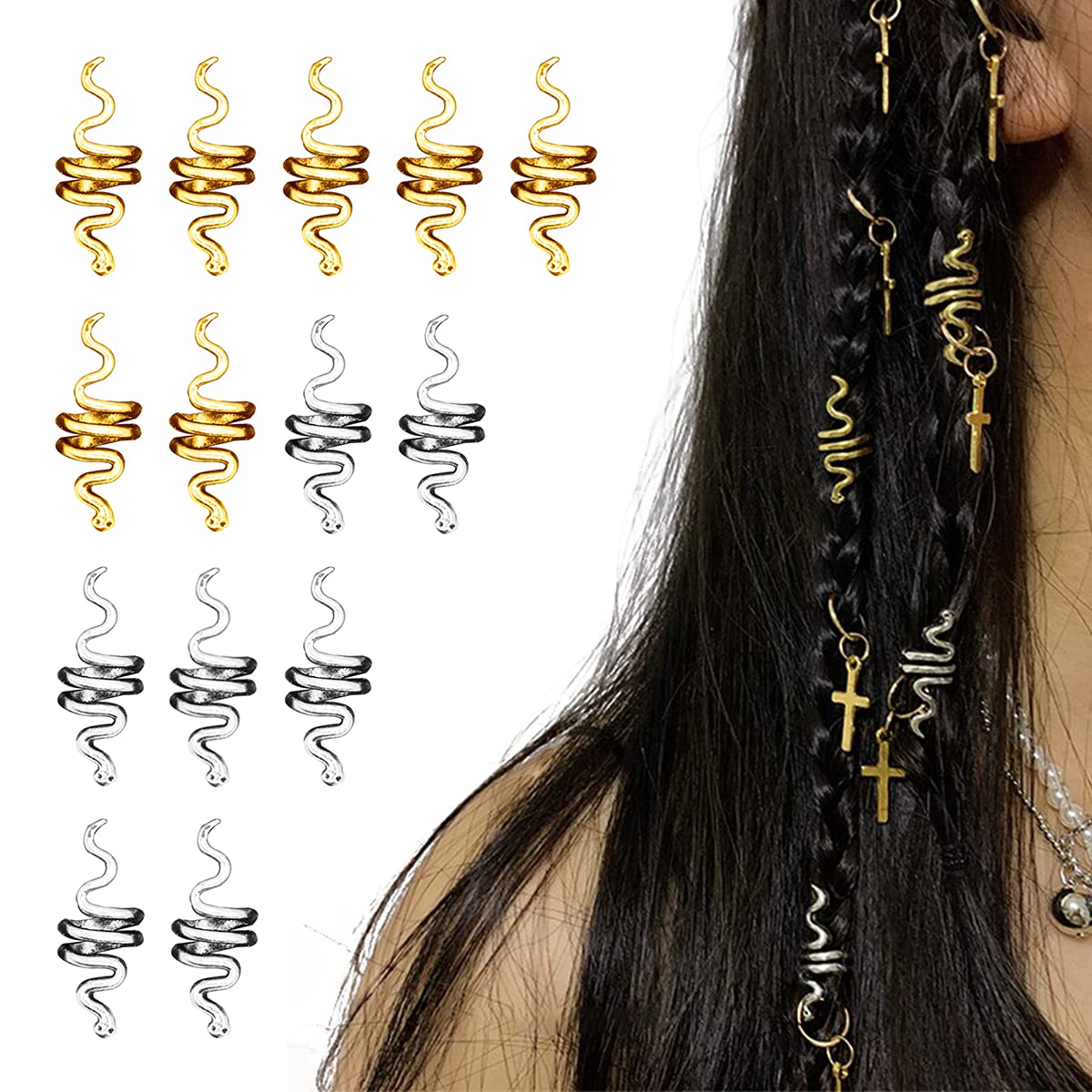 Hair Accessories Dreadlocks Jewellery, Metal Hair Beads Clips Braids Spiral  Hair Clips Dreadlock Accessories for Women Girls DIY Hair Style 