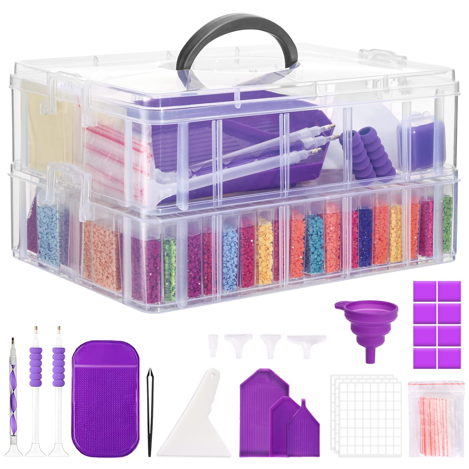 57 Purple Diamond Painting Tool Set With Storage Box, DIY Diamond Art  Accessories, Diamond Painting Set, Pen Holder Cushion Funnel Bead Storage  Container, Christmas Gift Art Supplies For Diamond Painting Enthusiasts