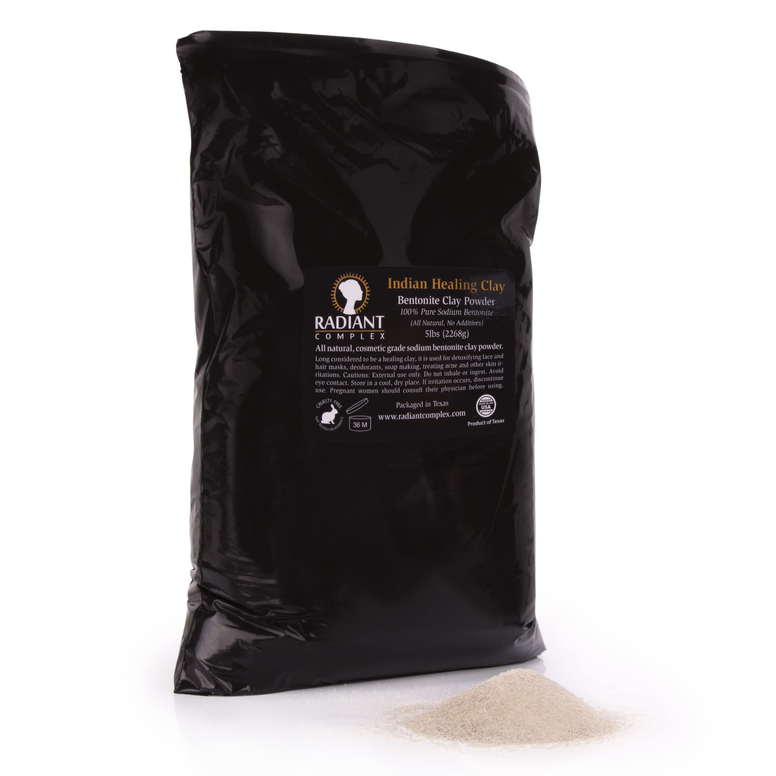 Radiant Complex Sodium Bentonite Clay Powder - Indian Healing Clay - 100%  Pure Sodium Bentonite - DYI Clay Face Mask - 5 lbs