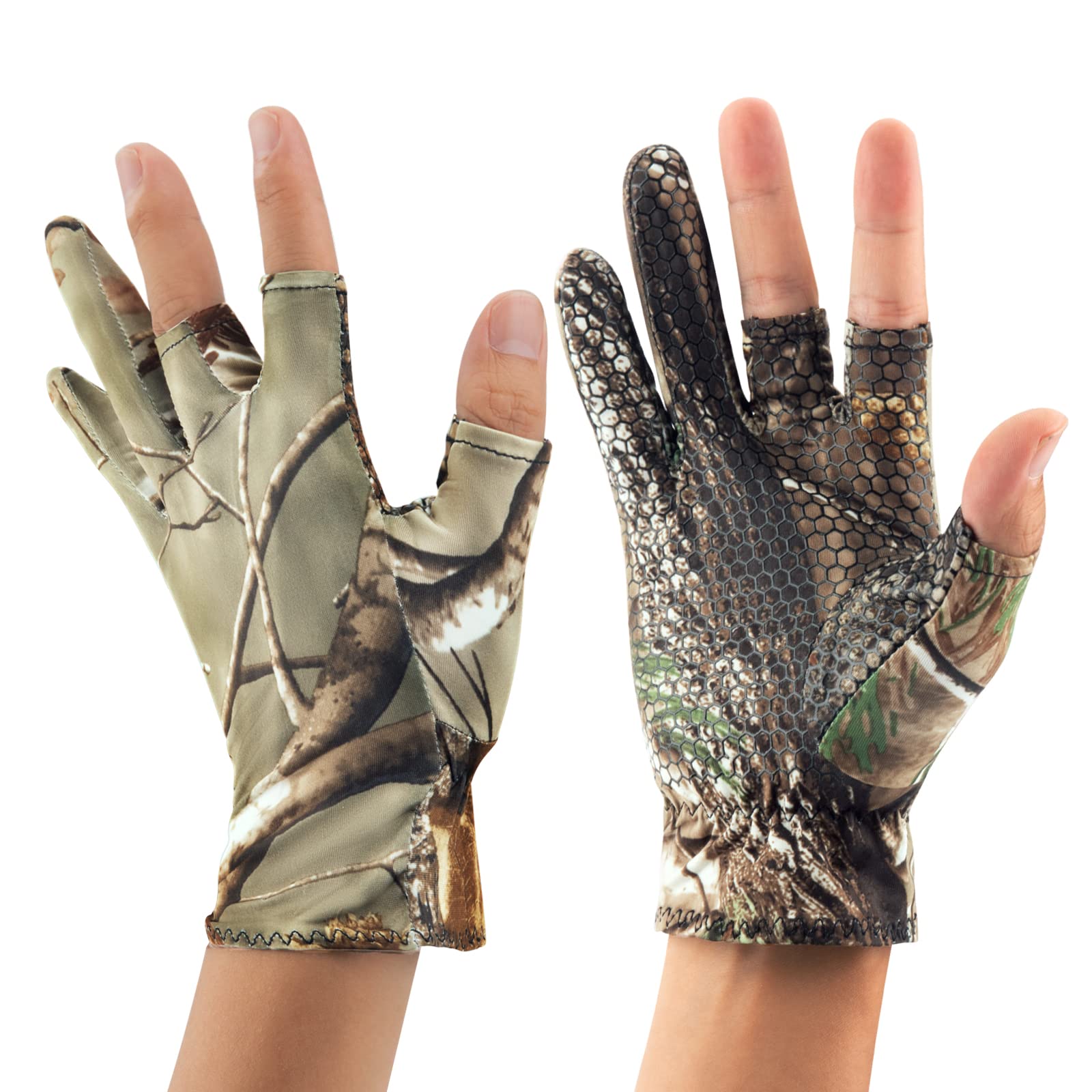 QualyQualy Sun Gloves UV Protection Gloves Fishing Gloves Camouflage Gel  Glove Thin Fingersless Gloves Men for Kayaking Paddling Driving Hiking Camo  Medium