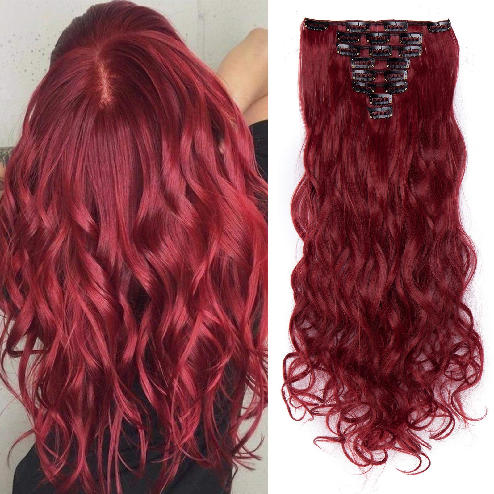 Silk co Clip in Hair Extensions 24 inch Maroon Dark Red 100