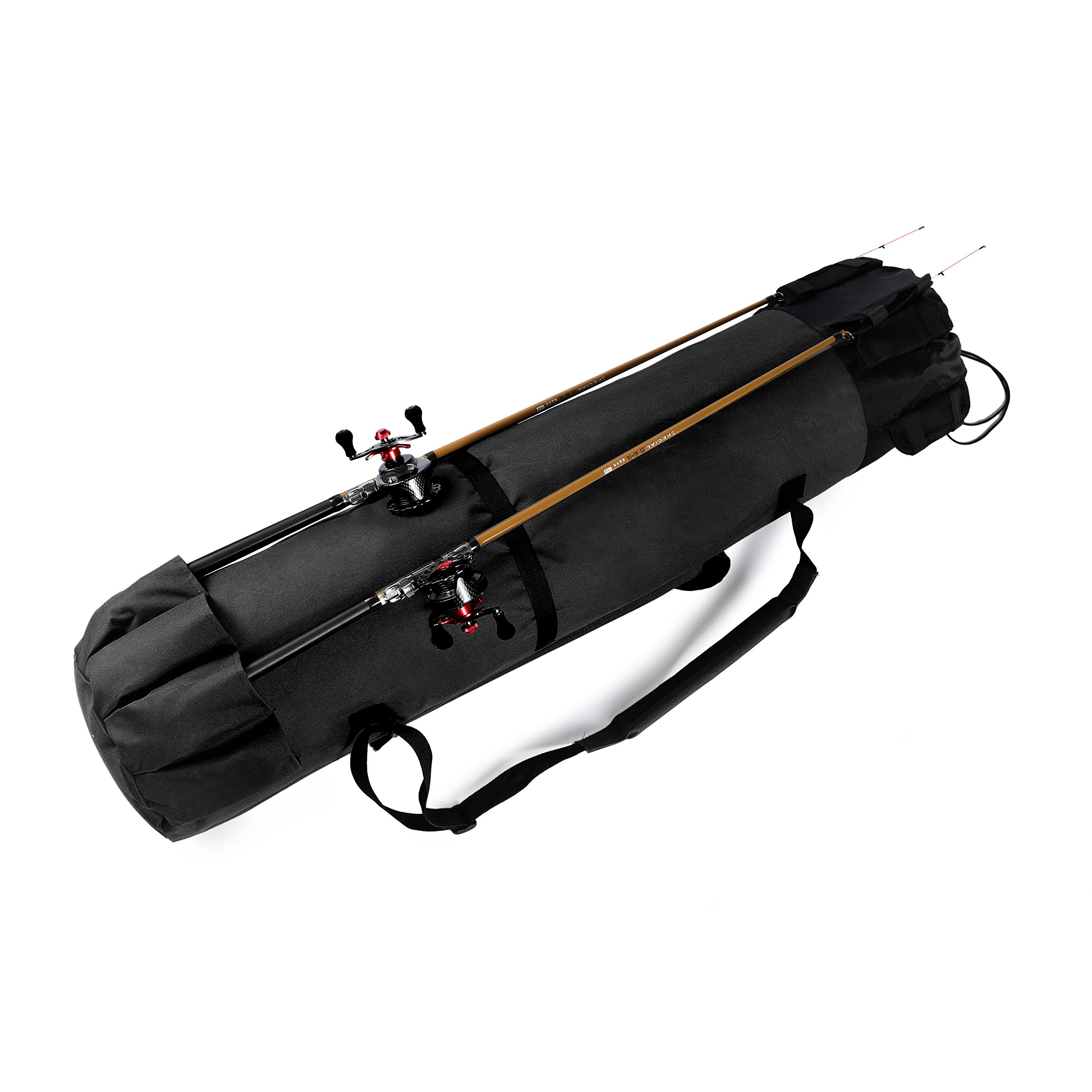 Wowelife Fishing Rod Carrier Fishing Reel Organizer Pole Storage Bag for  Fishing and TravelingA Gift for Family Father Daughter and Friends Black