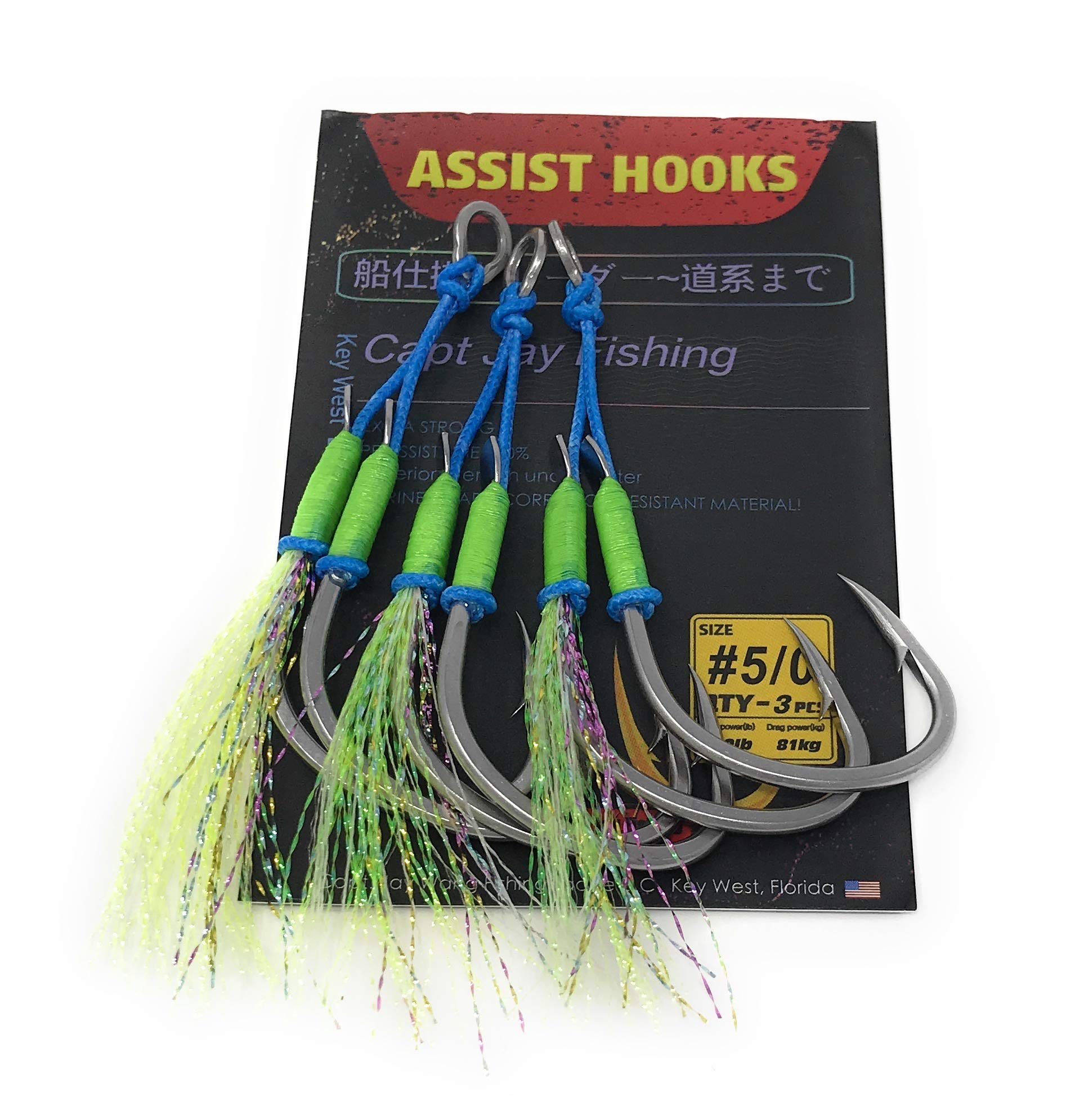 4 Pairs Double Assist Hook High Carbon Steel Glow Fishing Jigging Hooks 