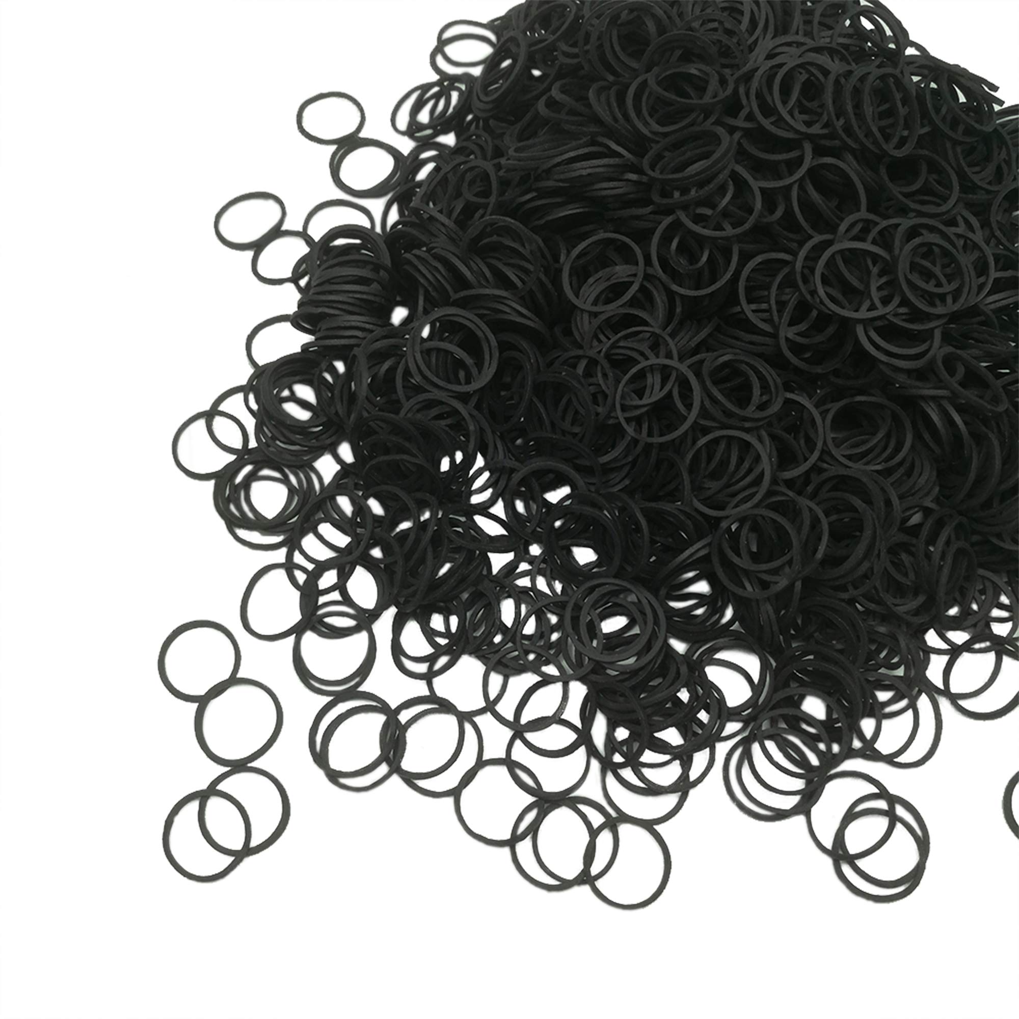 Mini Rubber Bands Soft Elastic Bands Premium Small Tiny Black Rubber Bands  for Kids Hair Braids Hair Wedding Hairstyle (1000 Pieces Black)