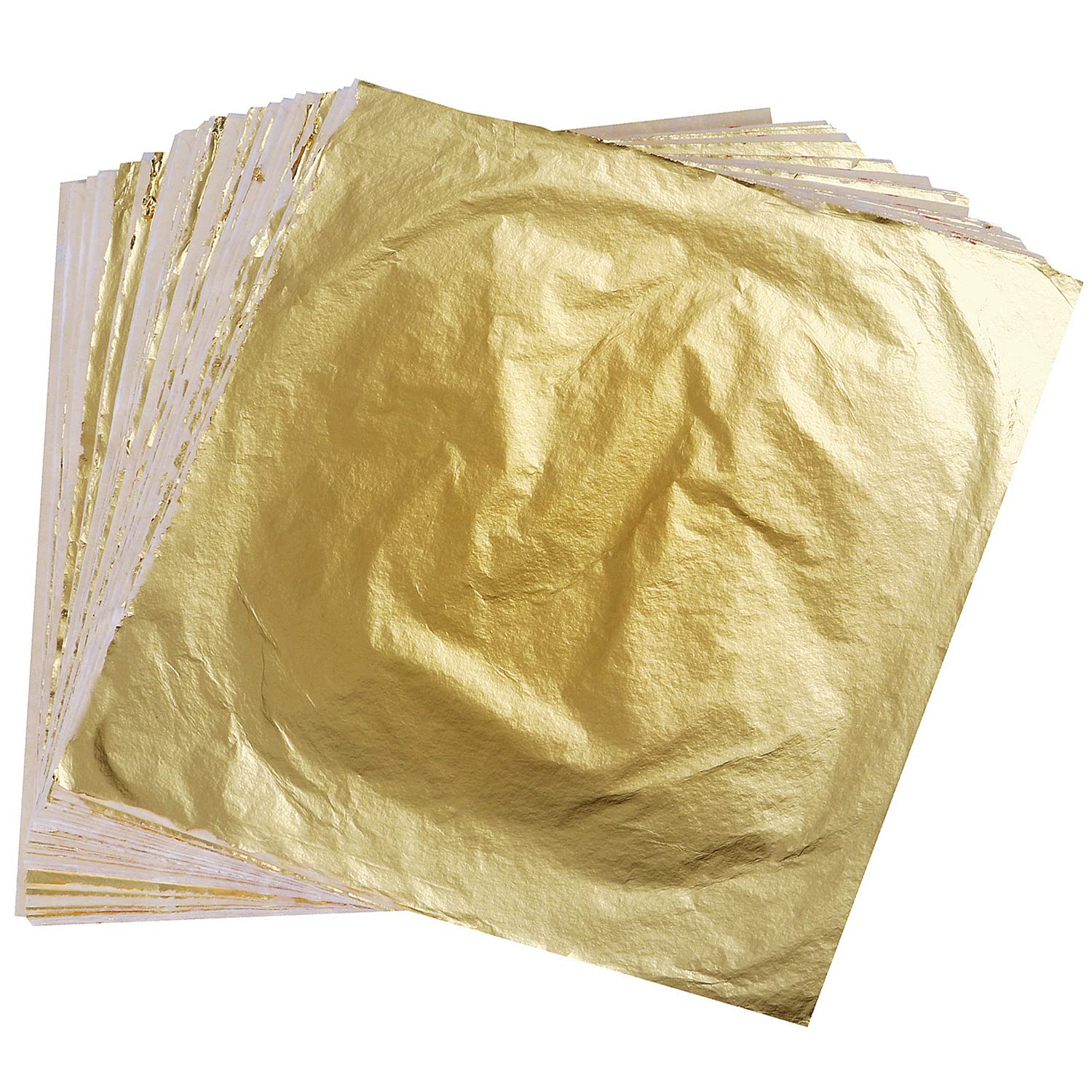 Gigules 100 Sheets Imitation Gold Leaf 5.5 x 5.5 Inches Gold Foil Paper for Arts Painting Gilding Crafting Decoration