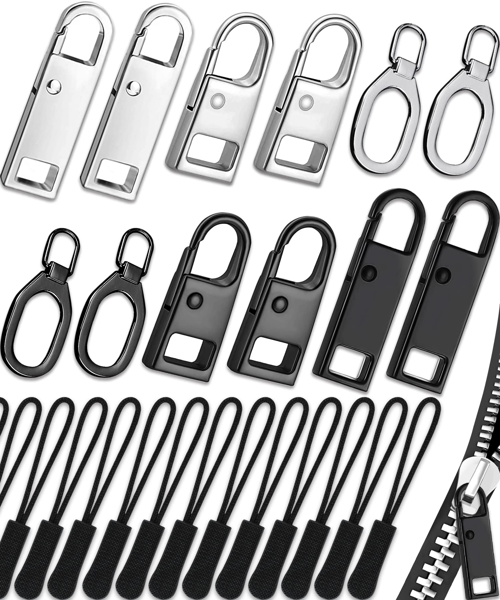 Metal Zipper Repair Kit, Replacement Zipper Kit, (3 Sizes: #3, 5, 8)  (Zipper Repair Kit 99 PCS)