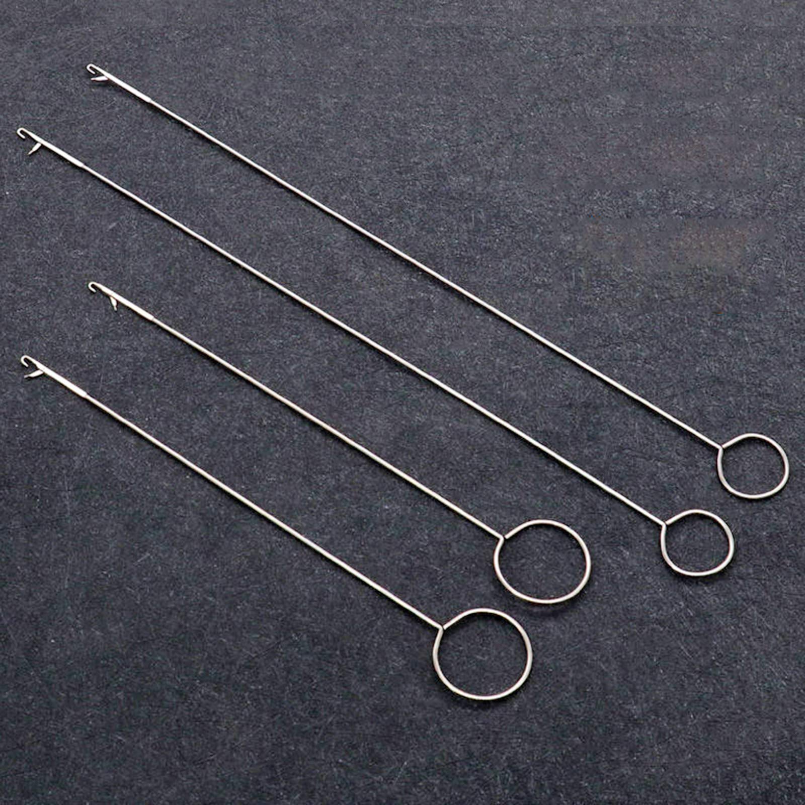 Needle Hook, 4 Pcs Stainless Steel Latch Hook Supplies, 2 Sizes Tongue  Crochet Tool, Sewing Loop