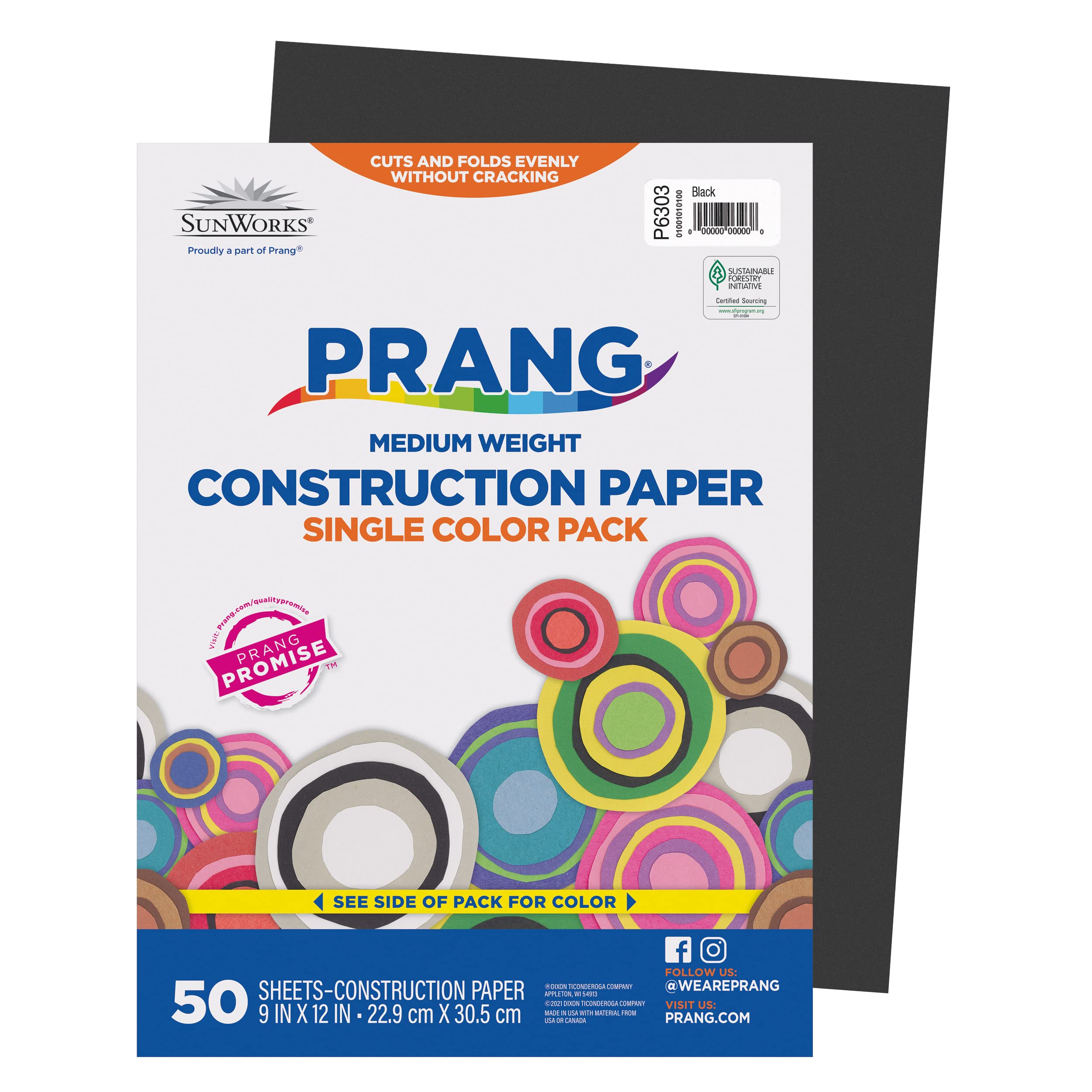 Prang (Formerly SunWorks) Construction Paper Black 9 x 12 50 Sheets