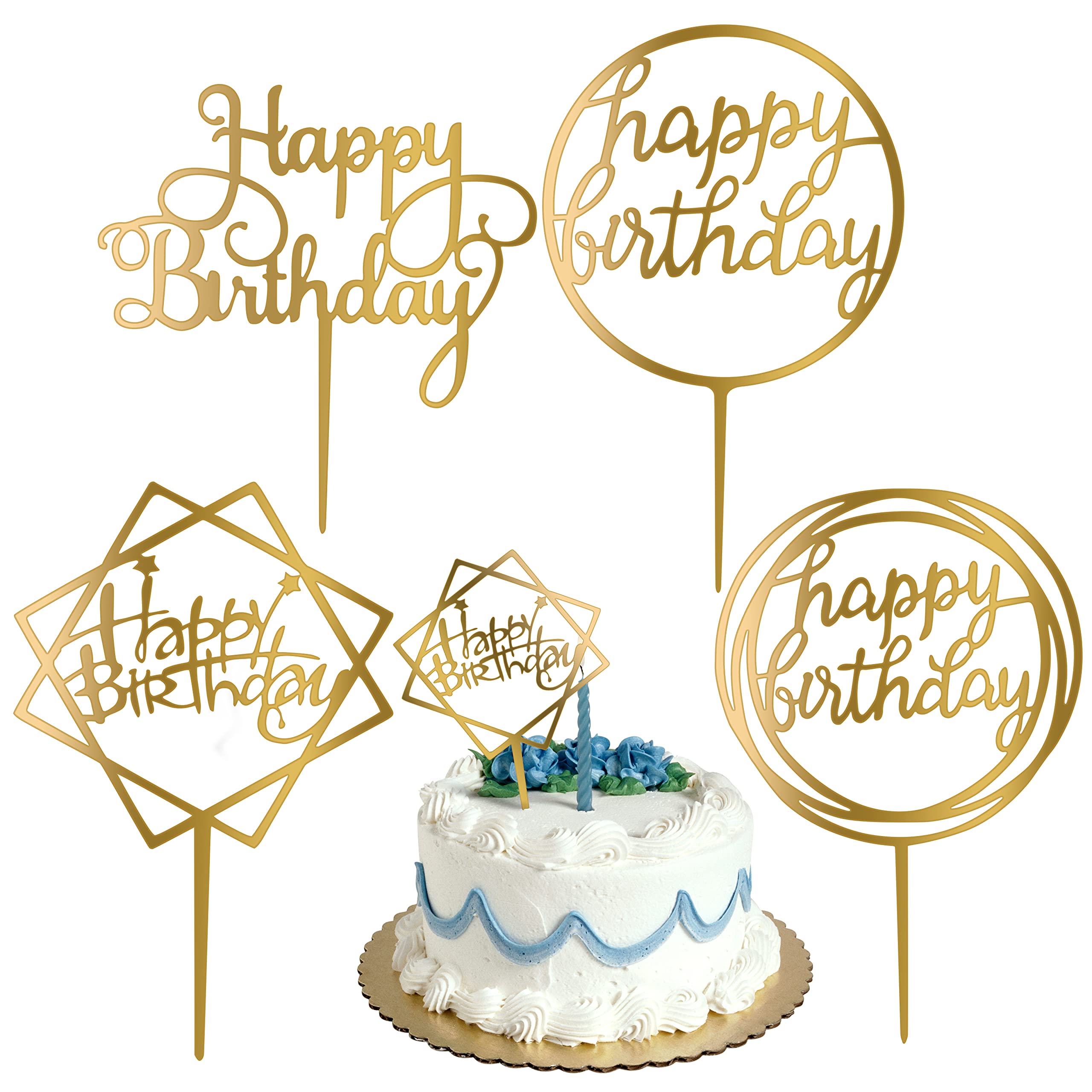 Birthday Cake Topper Happy Birthday Cake Topper Birthday Decoration Gold  Cake Topper Birthday Party Decoration Birthday Topper Gold Cake Top 