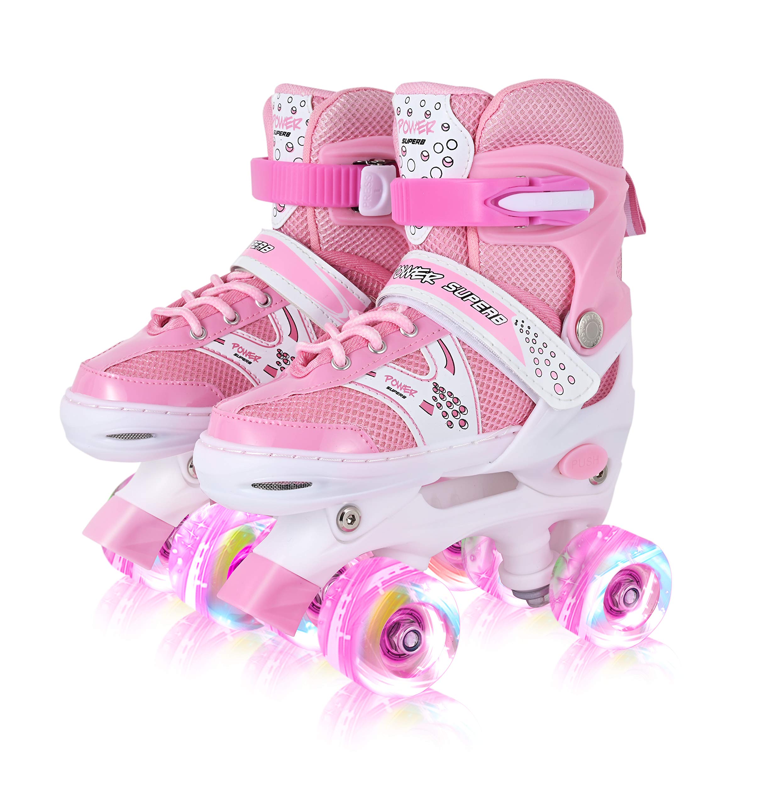 4 Size Adjustable Roller Skates for Girls Boys, Kids Roller Skates with  Full Light Up Wheels,Girls Roller Skates for Kids Toddler,Illuminating  Purple