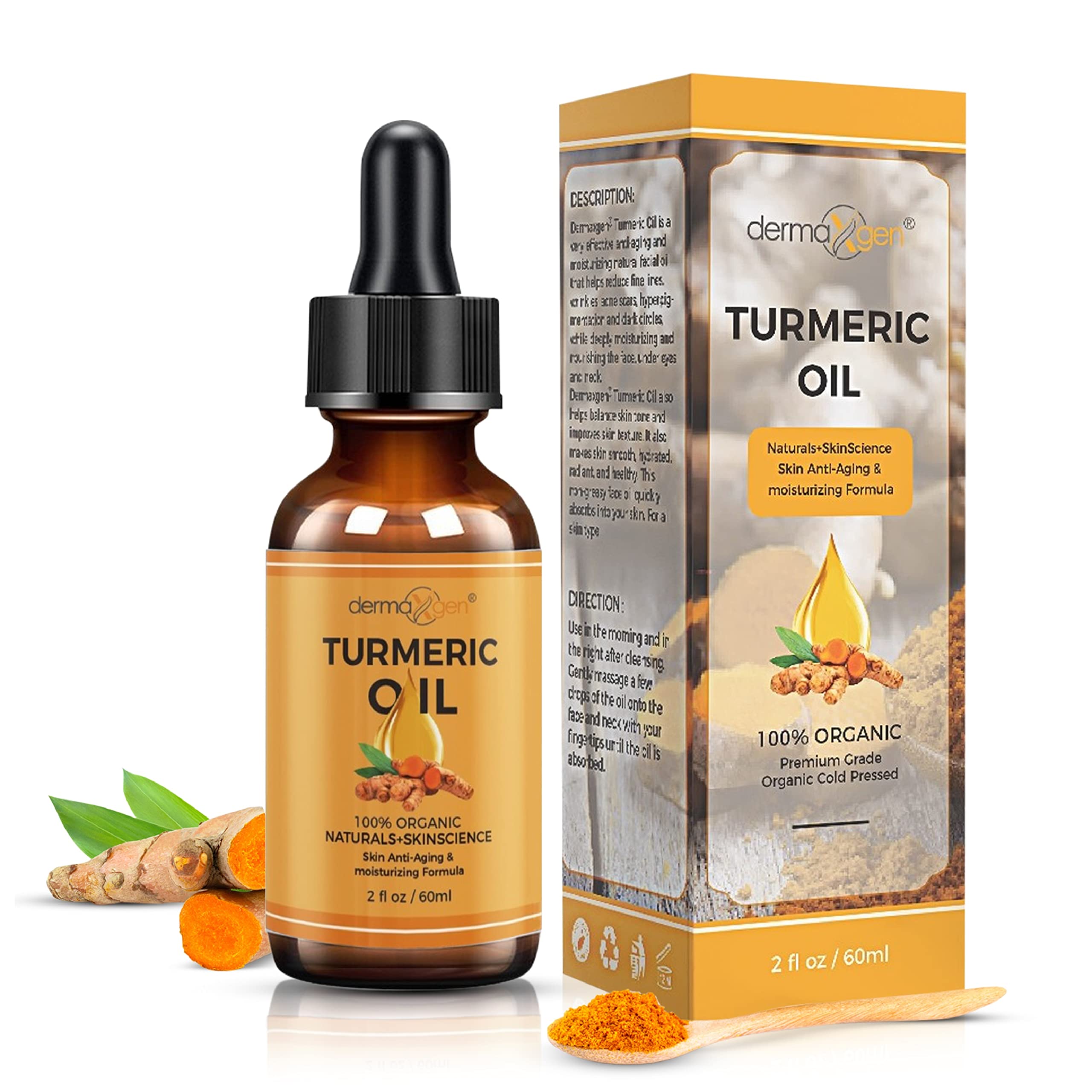 DERMAXGEN Turmeric Oil Organic Moisturizer Reduce Acne Dark