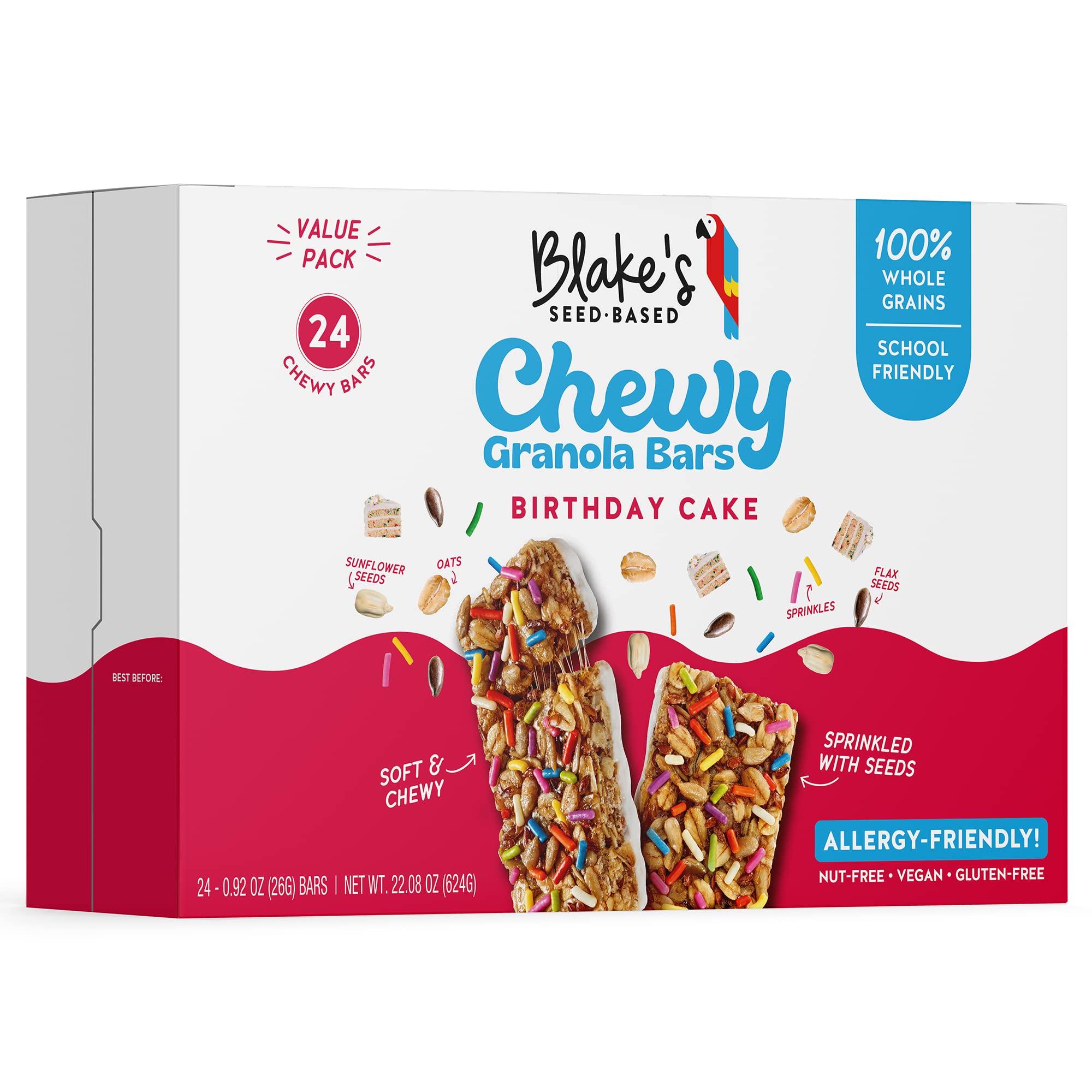 Blake's Seed Based Raspberry Snack Bars, 1.23 oz, 12 Count