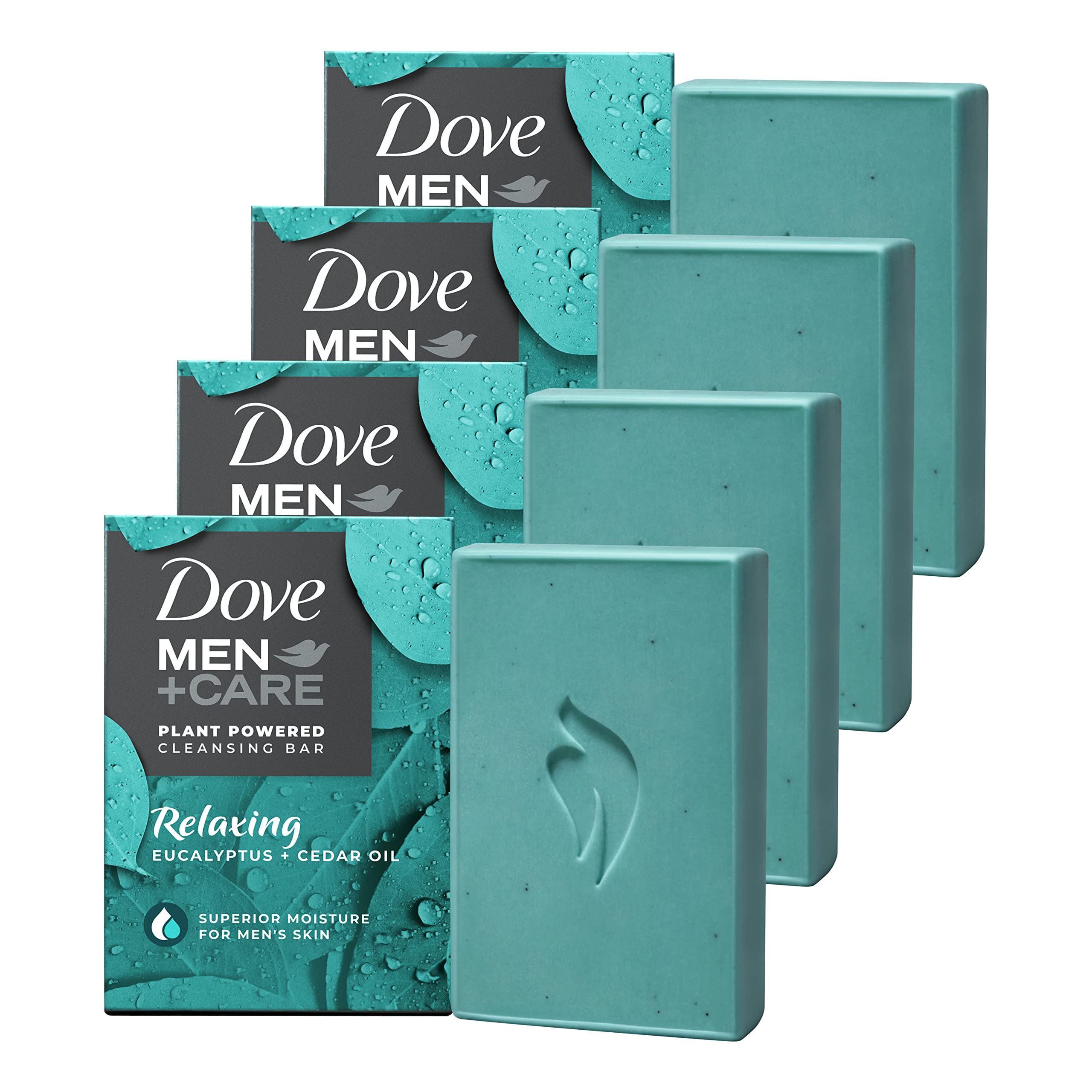Dove Men+Care Natural Essential Oil Bar Soap Relaxing Eucalyptus Oil &  Cedar Oil 4 Count To Clean And Hydrate Mens Skin 4-in-1 Bar Soap For Men's  Body Hair Face And Shave 5oz