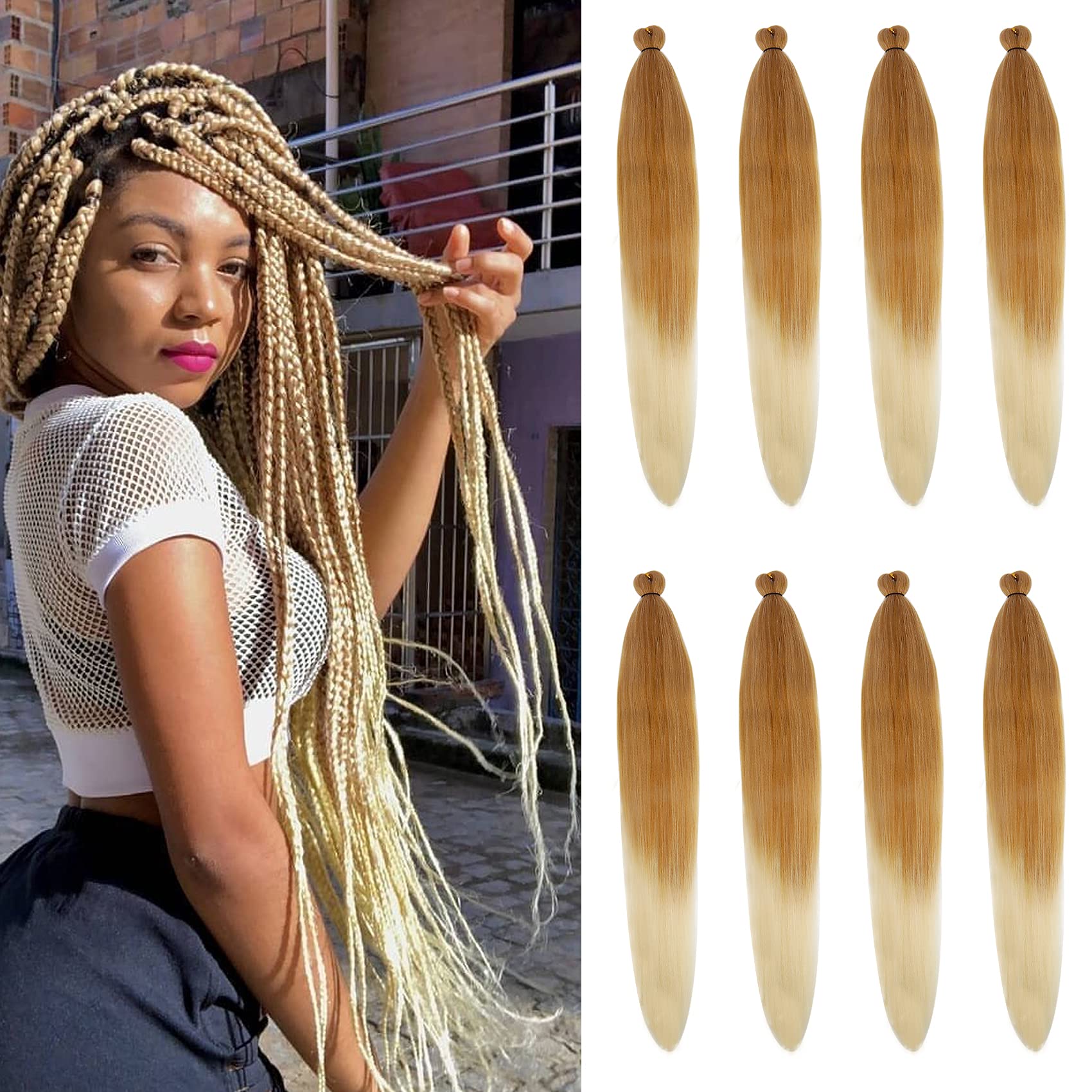 Braiding Hair Pre Stretched Ombre Braiding Hair 30 Inches 8 Packs/Lot  27/613 Color Professional