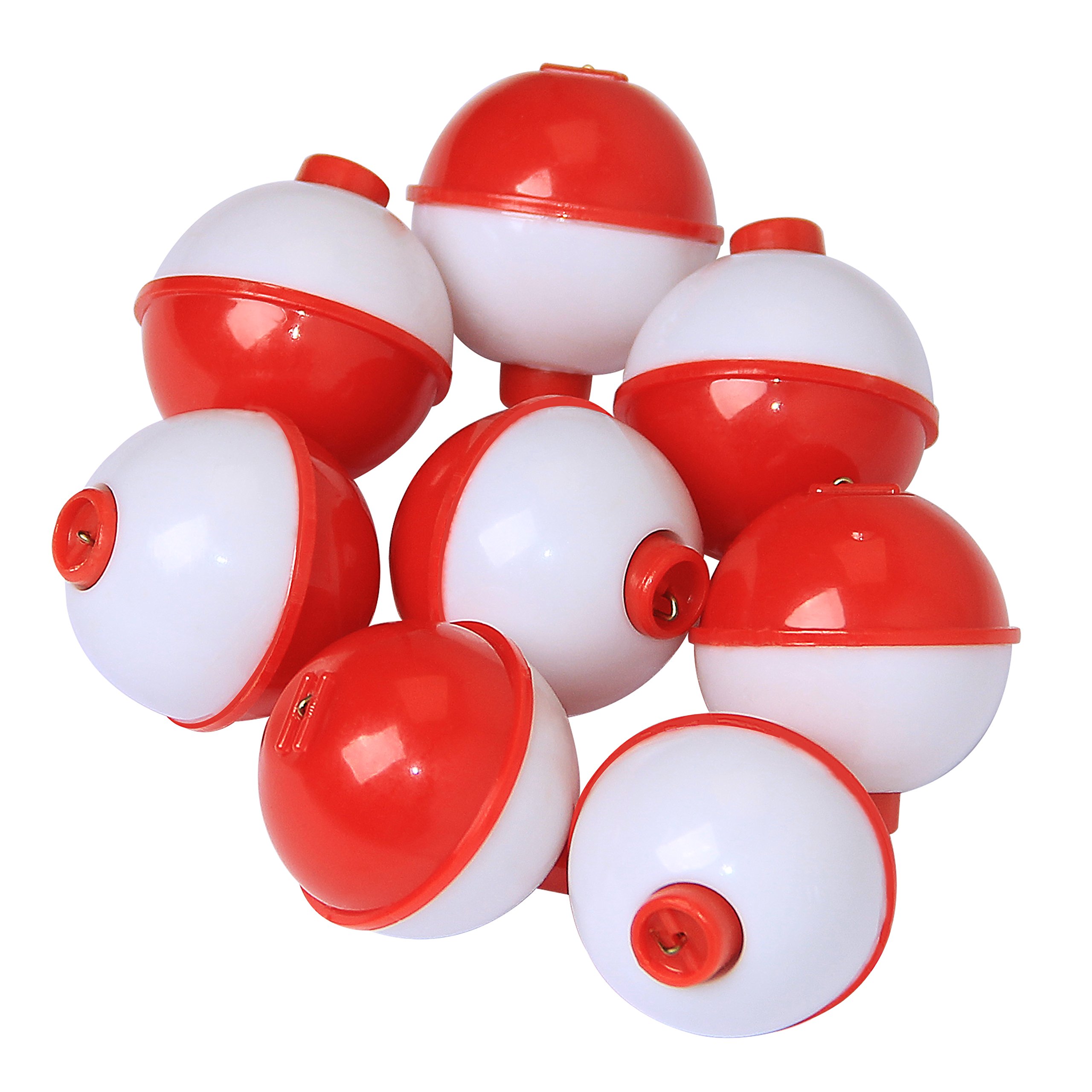 AGOOL Fishing Bobbers Set Snap Hard ABS On Red/White Fishing Floats Bobbers Push Button Round Buoy Floats Fishing Tackle Accessories Size: 0.5/0.75/1/1.25