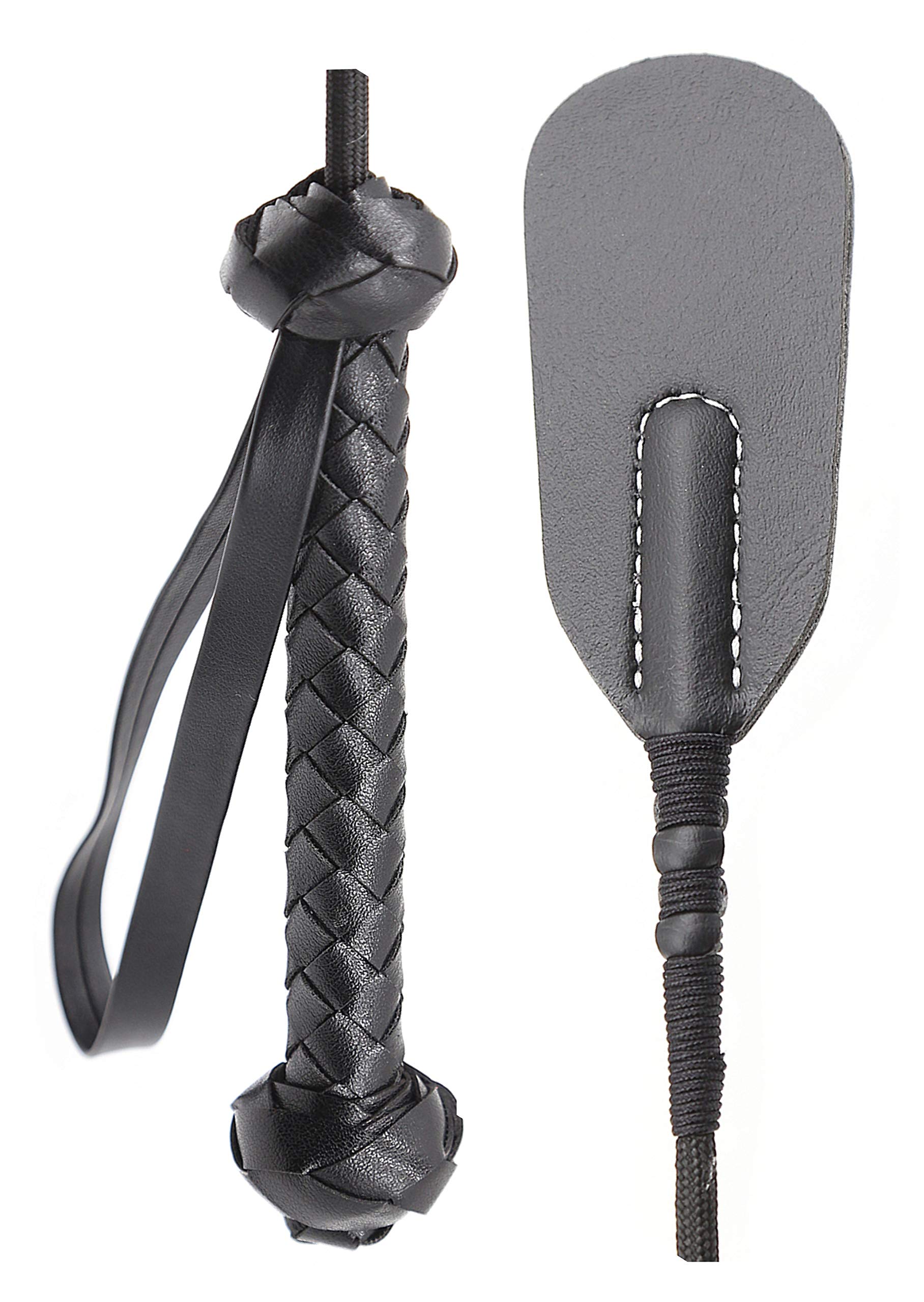 Mduoduo Riding Crop for Horses, Durable Leather Paddle 18 inches  Lightweight Equestrian Crops 