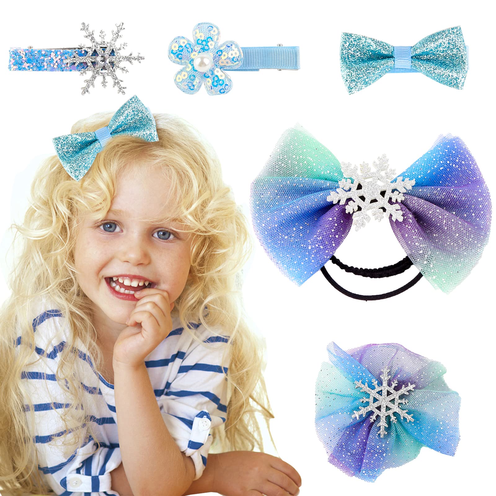 AMOR PRESENT Snowflake Hair Clips Frozen Hair Accessories for Girls