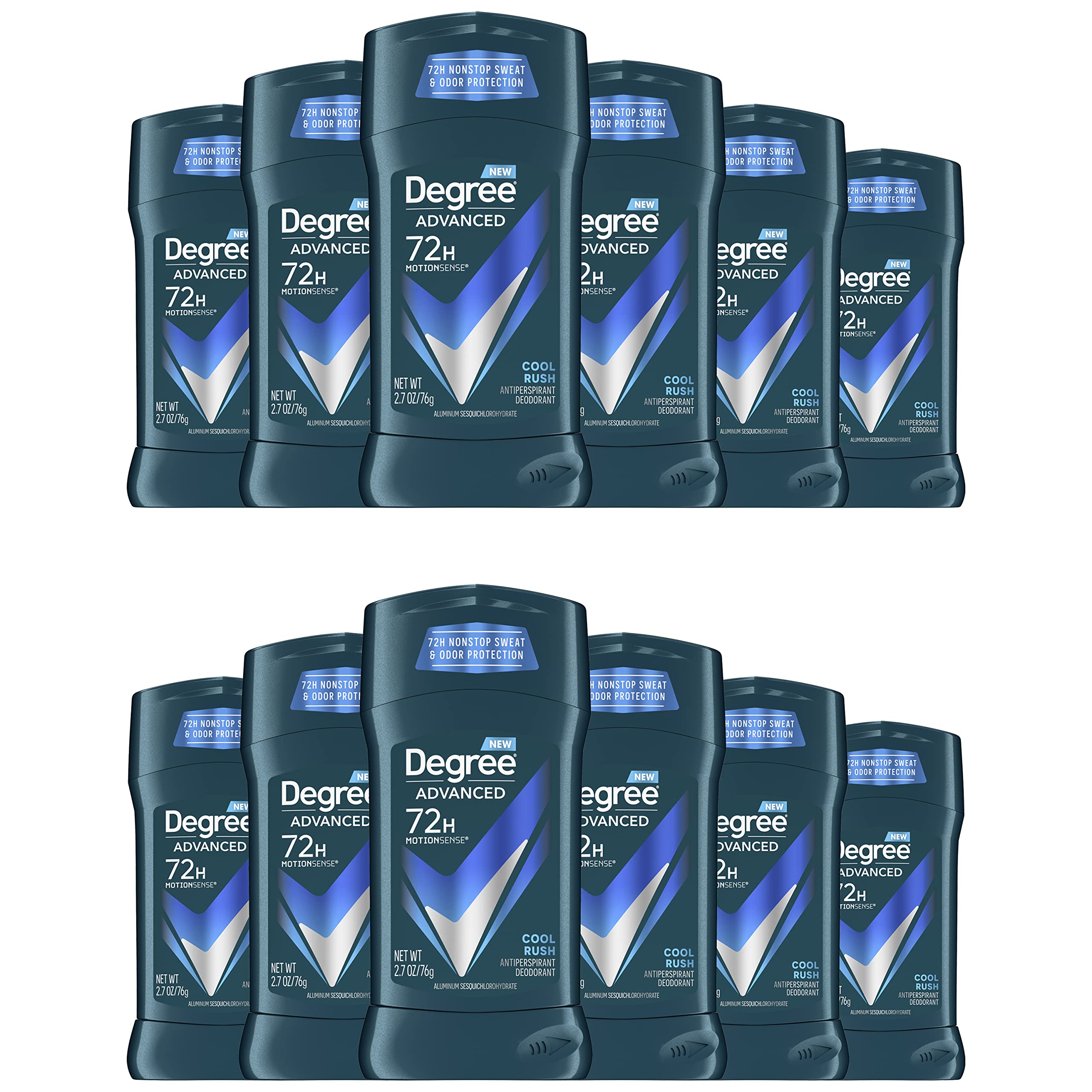 Degree Long Lasting Men's Antiperspirant Deodorant Stick Twin Pack, Cool  Rush, 2.7 oz