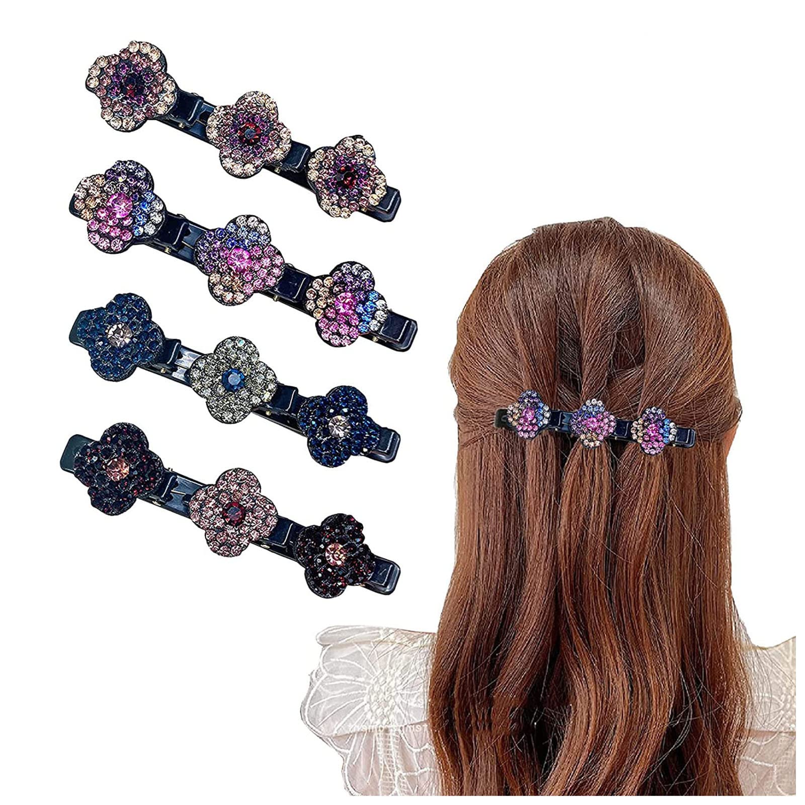 Braided Hair Clips for Women Girls, 6Pcs Satin Fabric Hair Bands with 3  Small Clips, Rsvelte Hair Clips with Butterfly for Sectioning,Triple  Braided